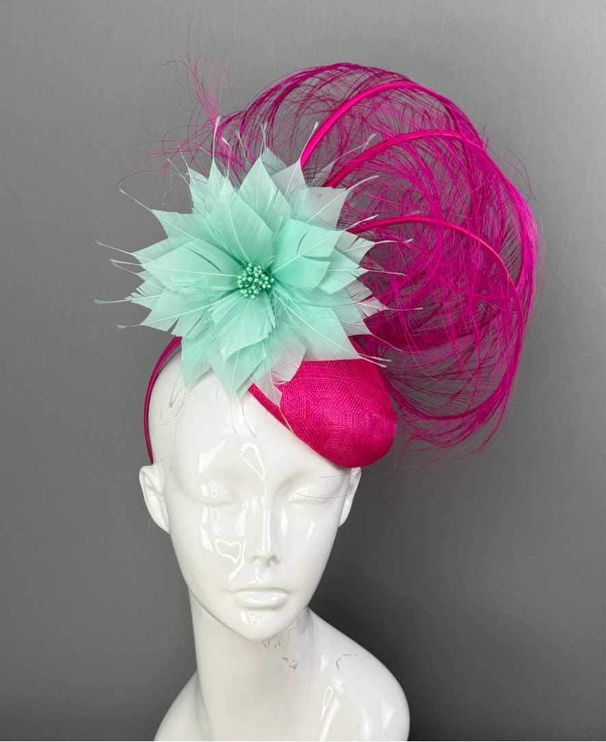 Kentucky Derby Fascinator Hat | Teal and Violet Flower Hat | Derbyologie
