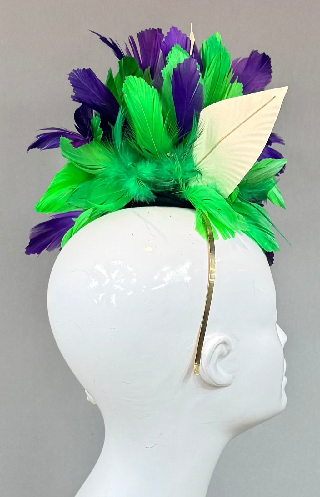Green, purple, gold Kentucky Derby Fascinator, derby hat Kentucky Derby Hat Alternative, Floral Fascinator, (SILVER LINE)