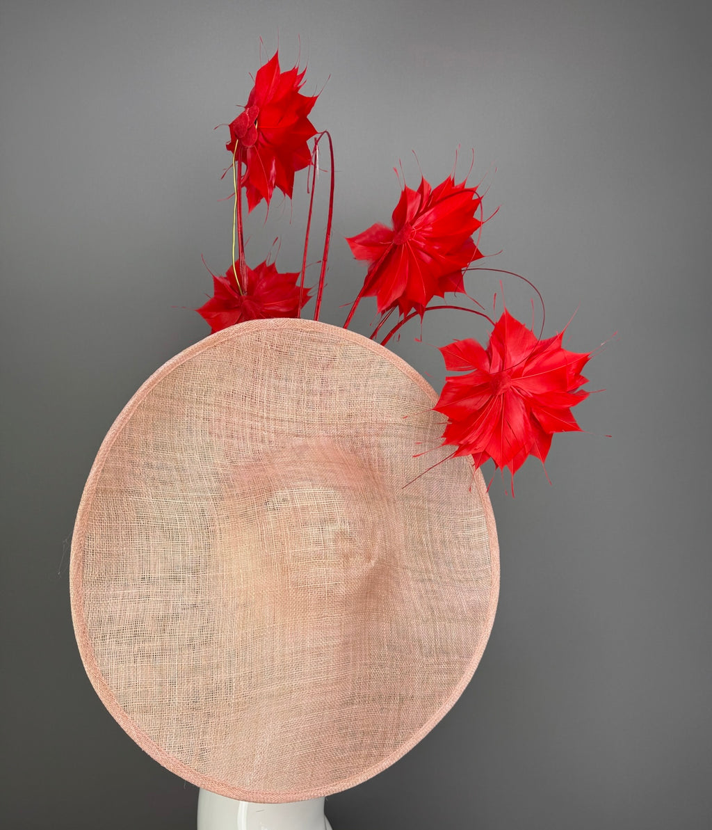 Kentucky Derby Fascinator Hat | Red and Pink Headpiece | Derbyologie
