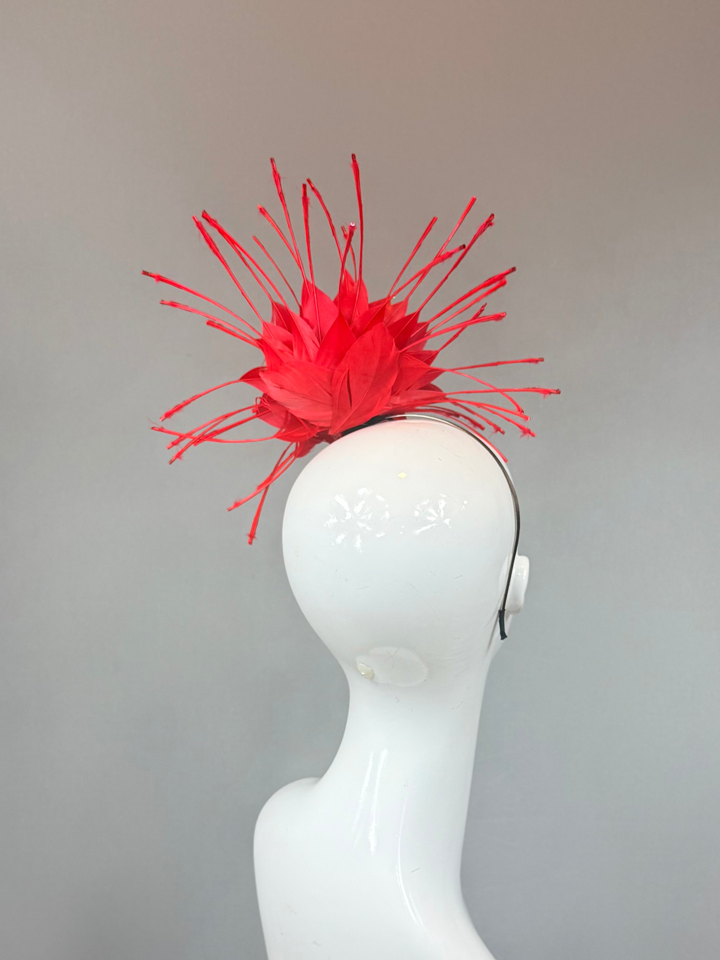 Kentucky Derby Fascinator Hat | Red Feather Hat | Derbyologie