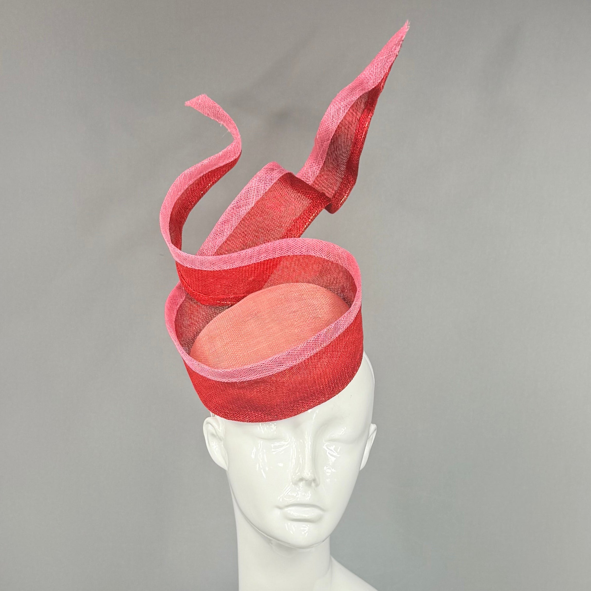 Kentucky Derby Fascinator Hat | Red and pink sinamay Fascinator Hat | Derbyologie