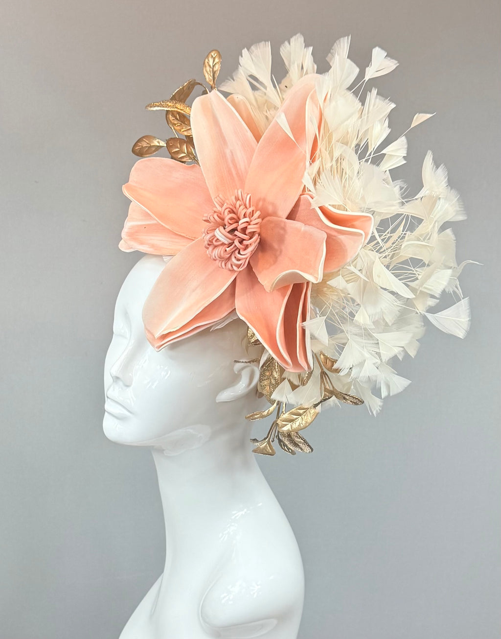 Kentucky Derby Fascinator Hat | Blush pink and gold Headpiece | Derbyologie