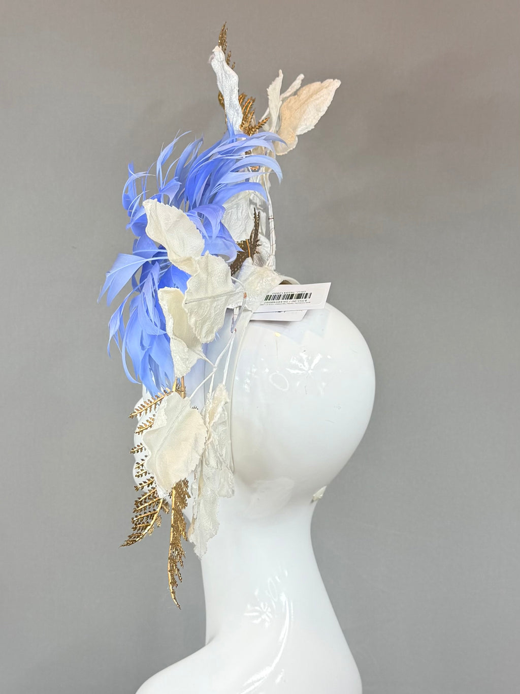 Kentucky Derby Fascinator Hat | Blue and Gold Feather Flower Headpiece | Derbyologie
