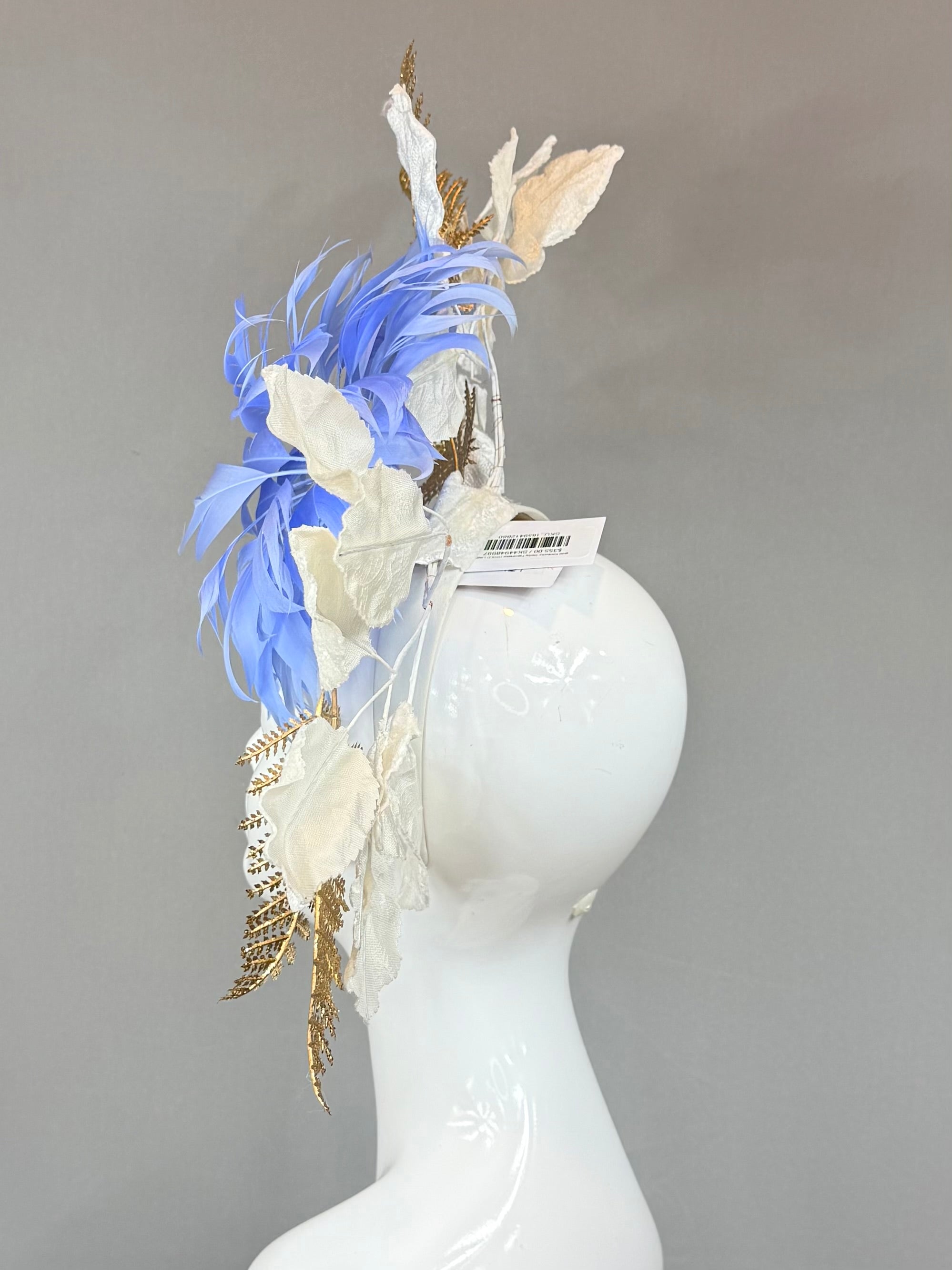 Kentucky Derby Fascinator Hat | Blue and Gold Feather Flower Headpiece | Derbyologie