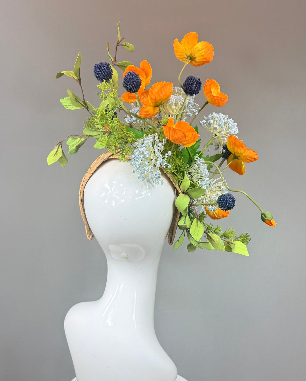 Kentucky Derby Fascinator Hat | Orange, Blue & Green Hat | Derbyologie