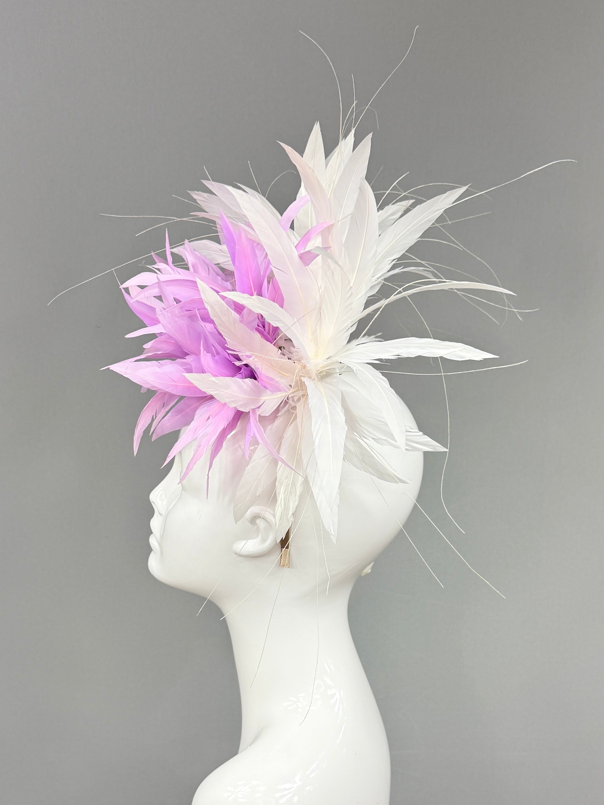 Kentucky Derby Fascinator Hat | White and light purple Headband Hat | Derbyologie