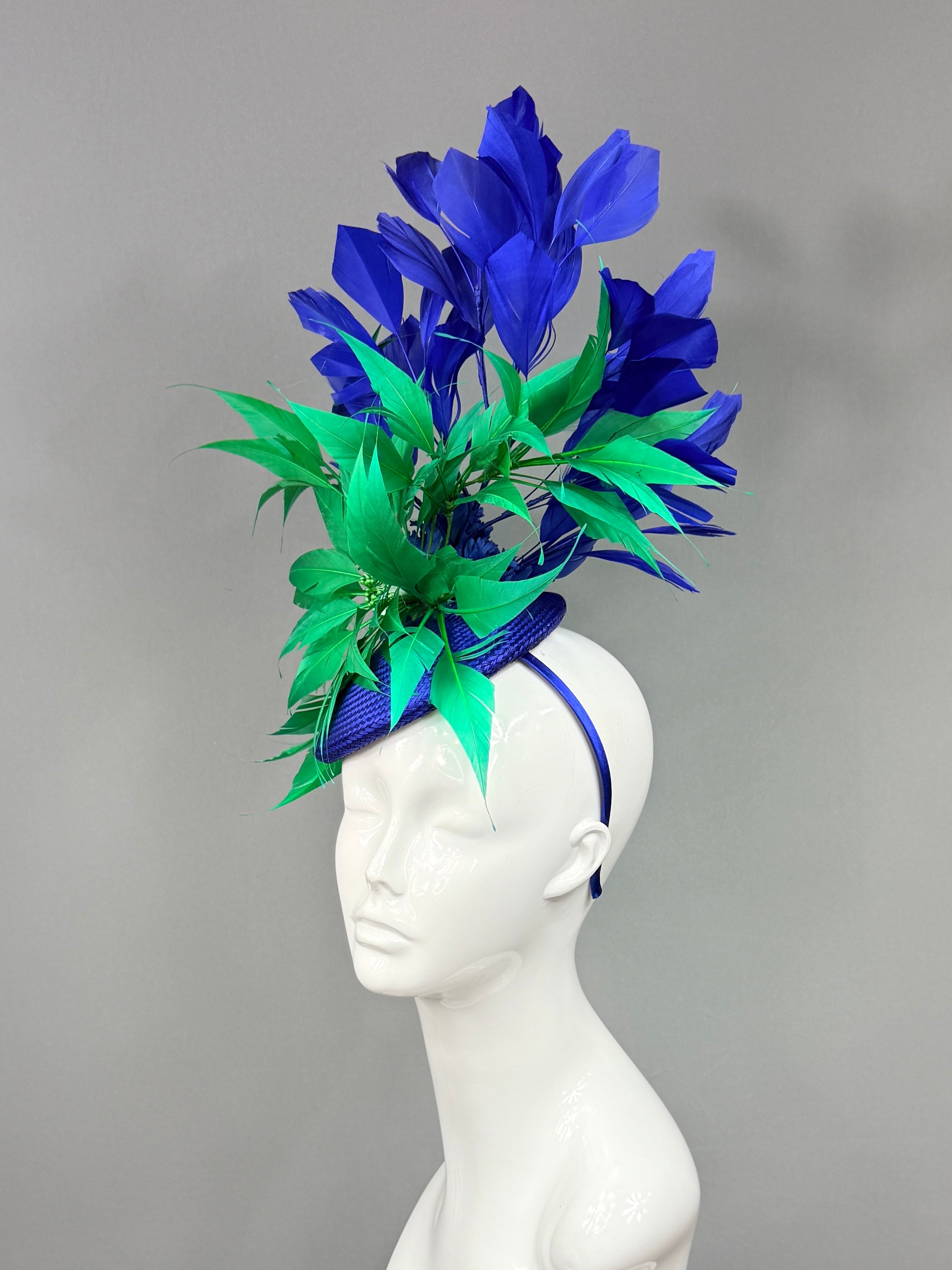 Kentucky Derby Fascinator Hat | Green and blue Headband Hat | Derbyologie