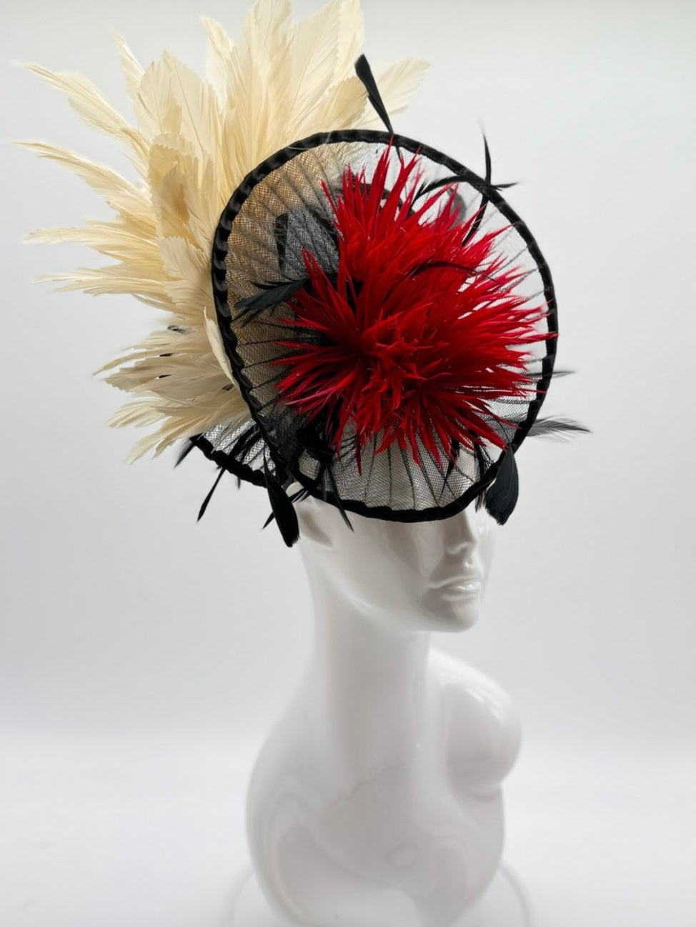Black, Red and Tan Kentucky Derby fascinator, Derby Hat Alternative (GOLD LINE)