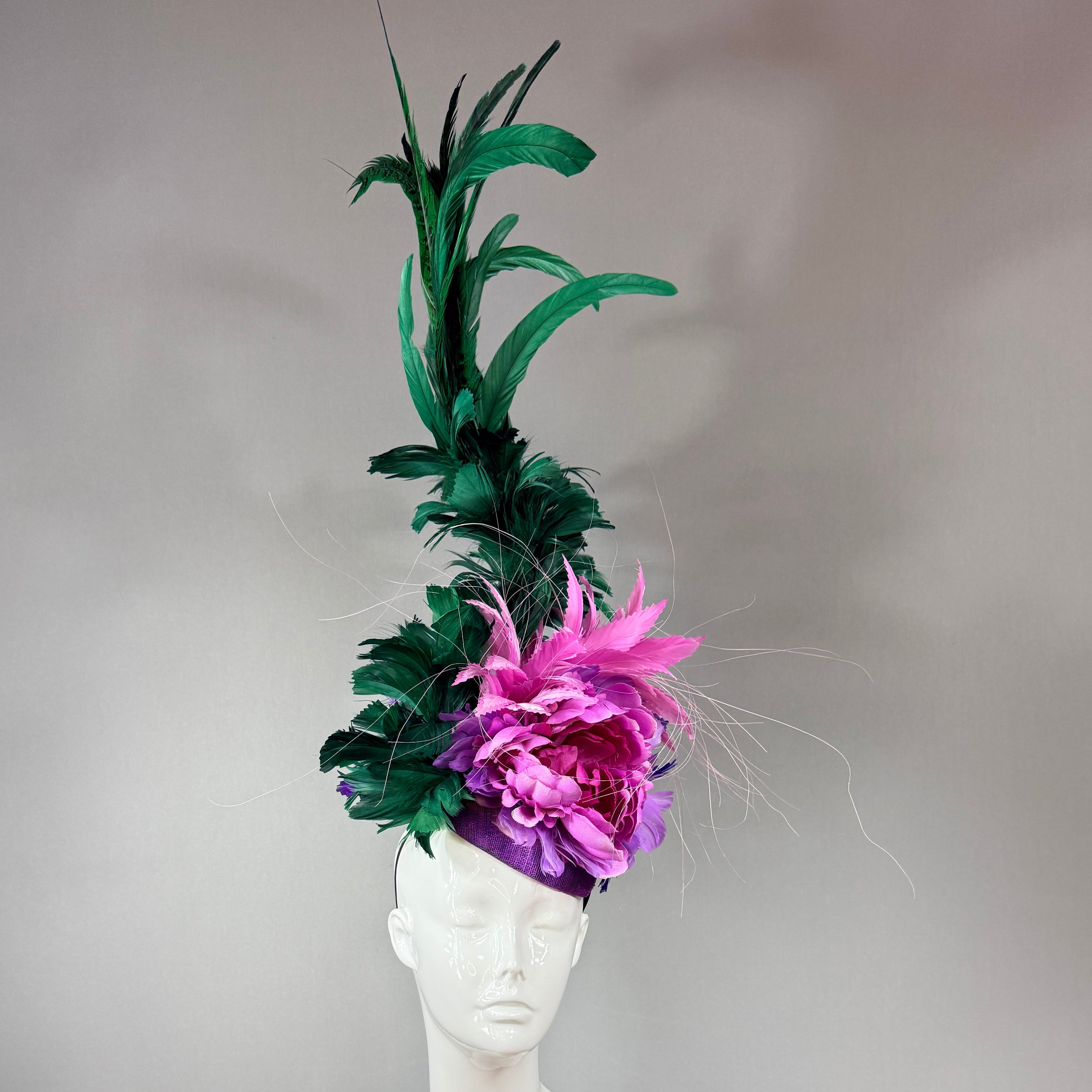 Pink, Purple and Green Derby Fascinator, Kentucky Derby Hat Alternative, Kentucky derby hat (PLATINUM LINE)