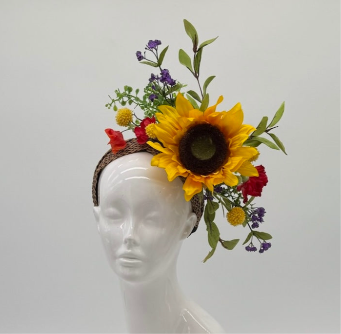 Yellow, Red and Green Kentucky Derby fascinator, Derby Hat Alternative