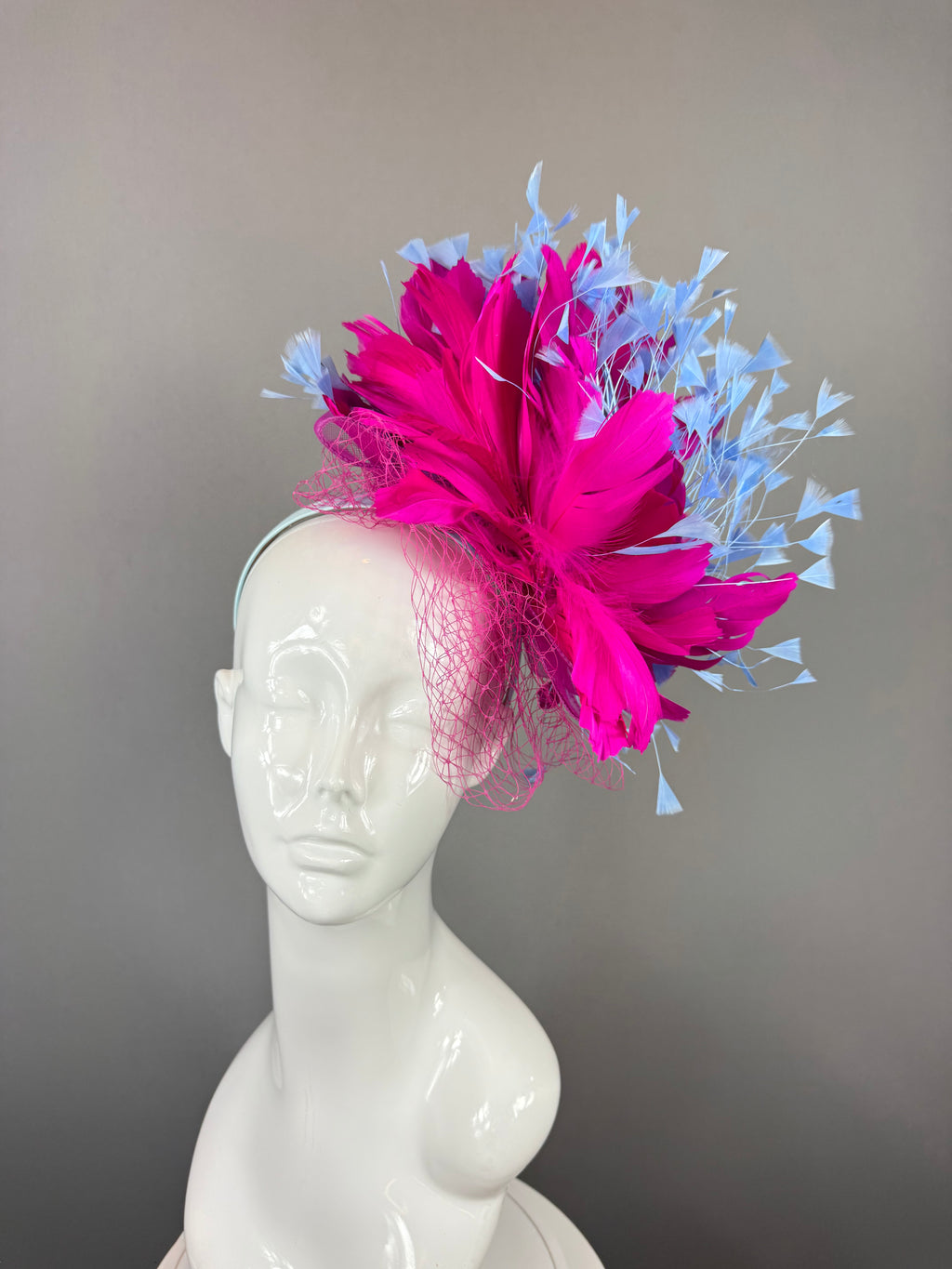 Pink and Blue Derby Fascinator, Kentucky Derby Hat Alternative, Kentucky derby hat (GOLD LINE)
