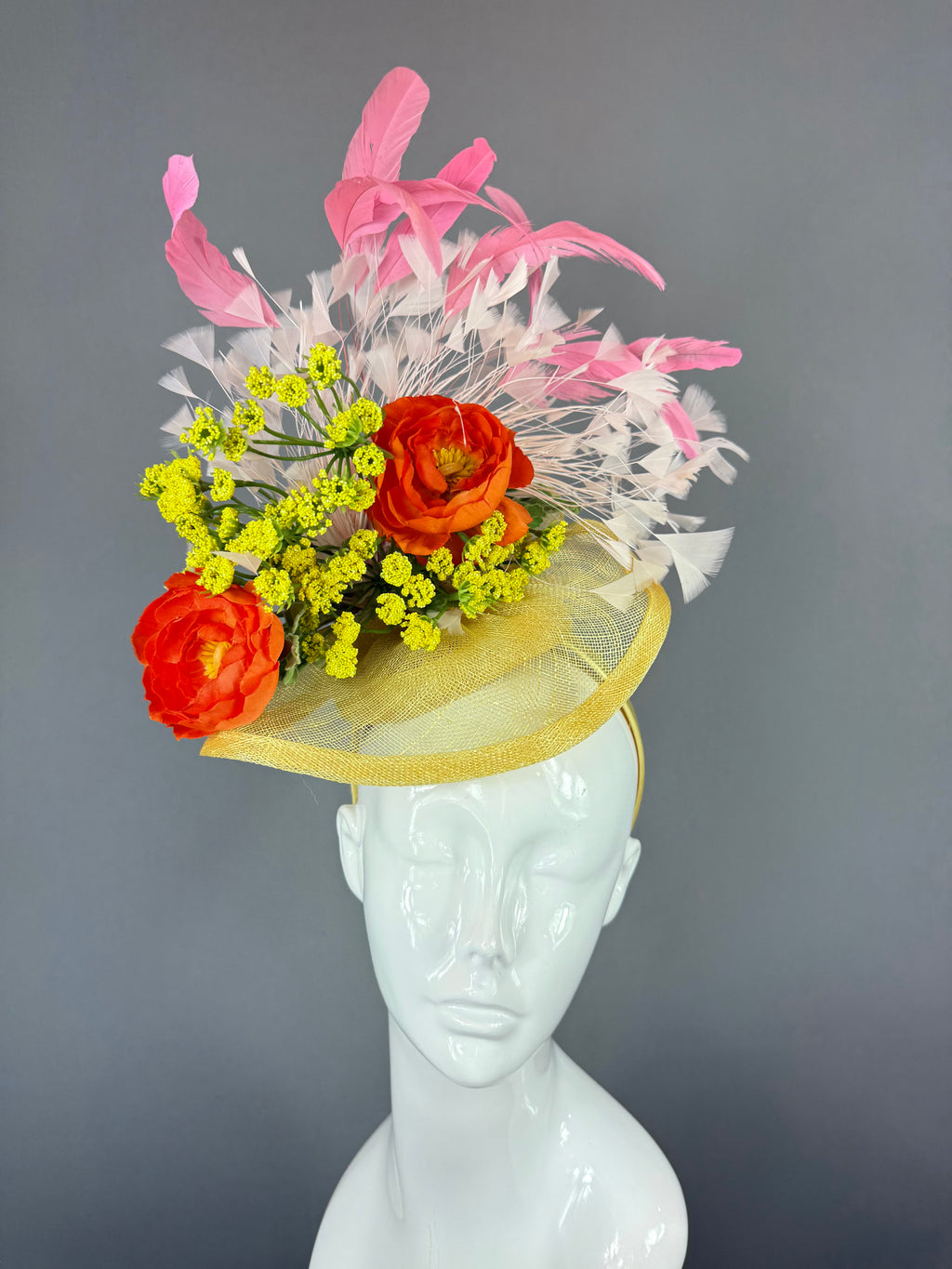 Kentucky Derby Fascinator Hat | Red, Yellow, White, Pink, and Orange Headpiece | Derbyologie