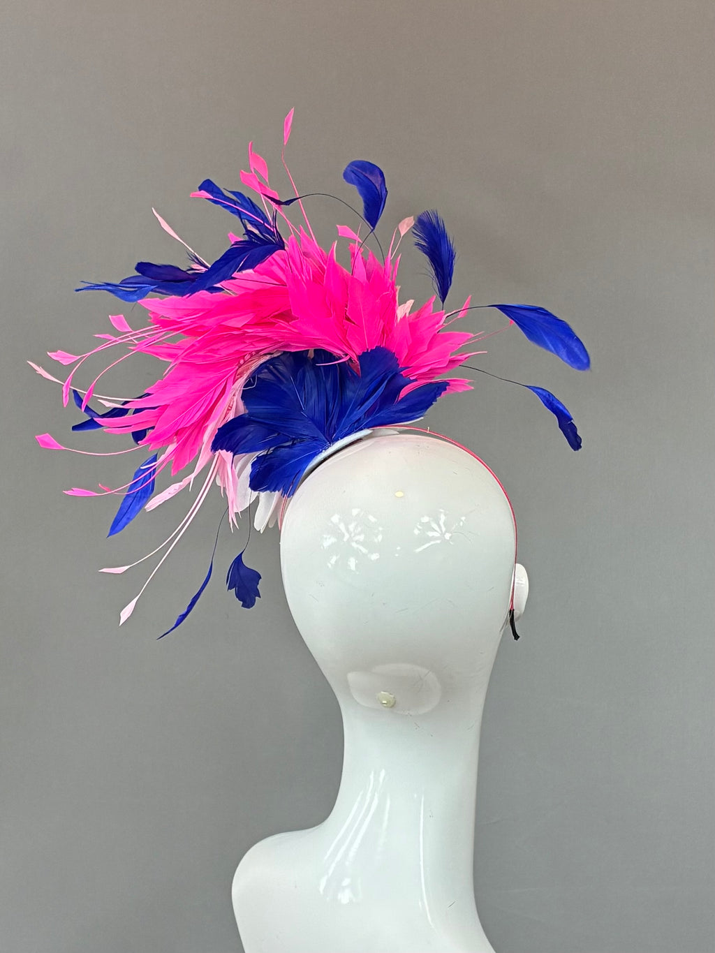 Kentucky Derby Fascinator Hat | White, pink, and blue Headband Hat | Derbyologie