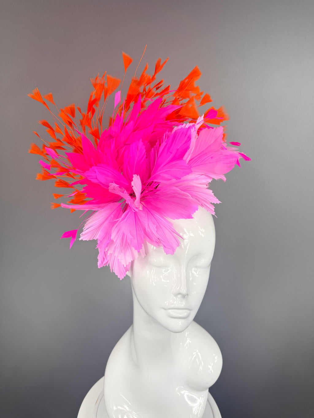 Hot Pink and Orange Kentucky Derby fascinator, Derby Hat Alternative