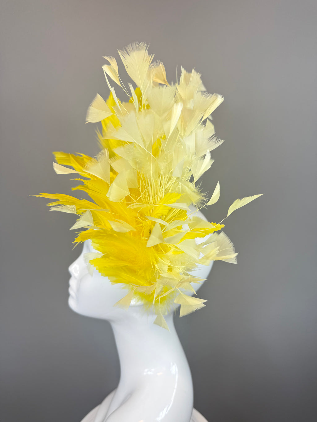 Kentucky Derby Fascinator Hat | Monochromatic Yellow Feather Headpiece | Derbyologie