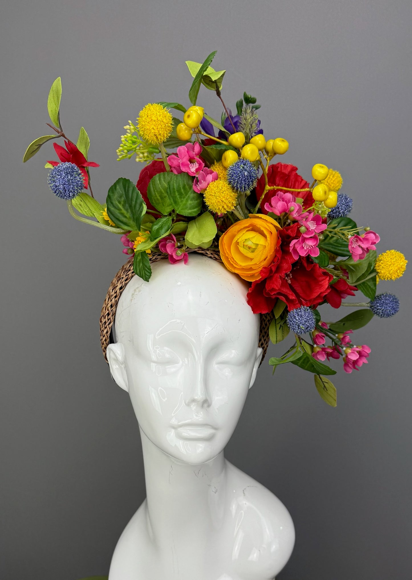 Multicolored Kentucky Derby fascinator, Derby Hat Alternative (GOLD LINE)