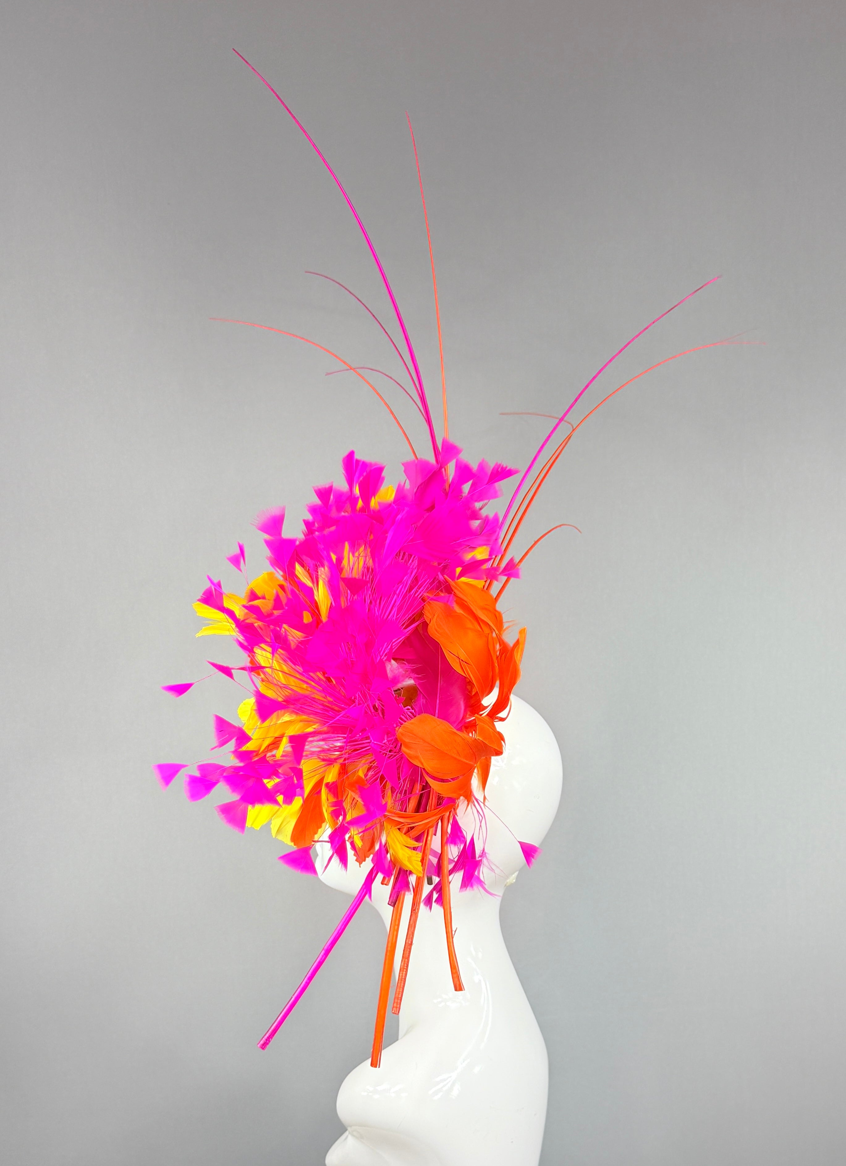 Kentucky Derby Hat | Hot Pink and Orange Kentucky Derby fascinator | Derbyologie