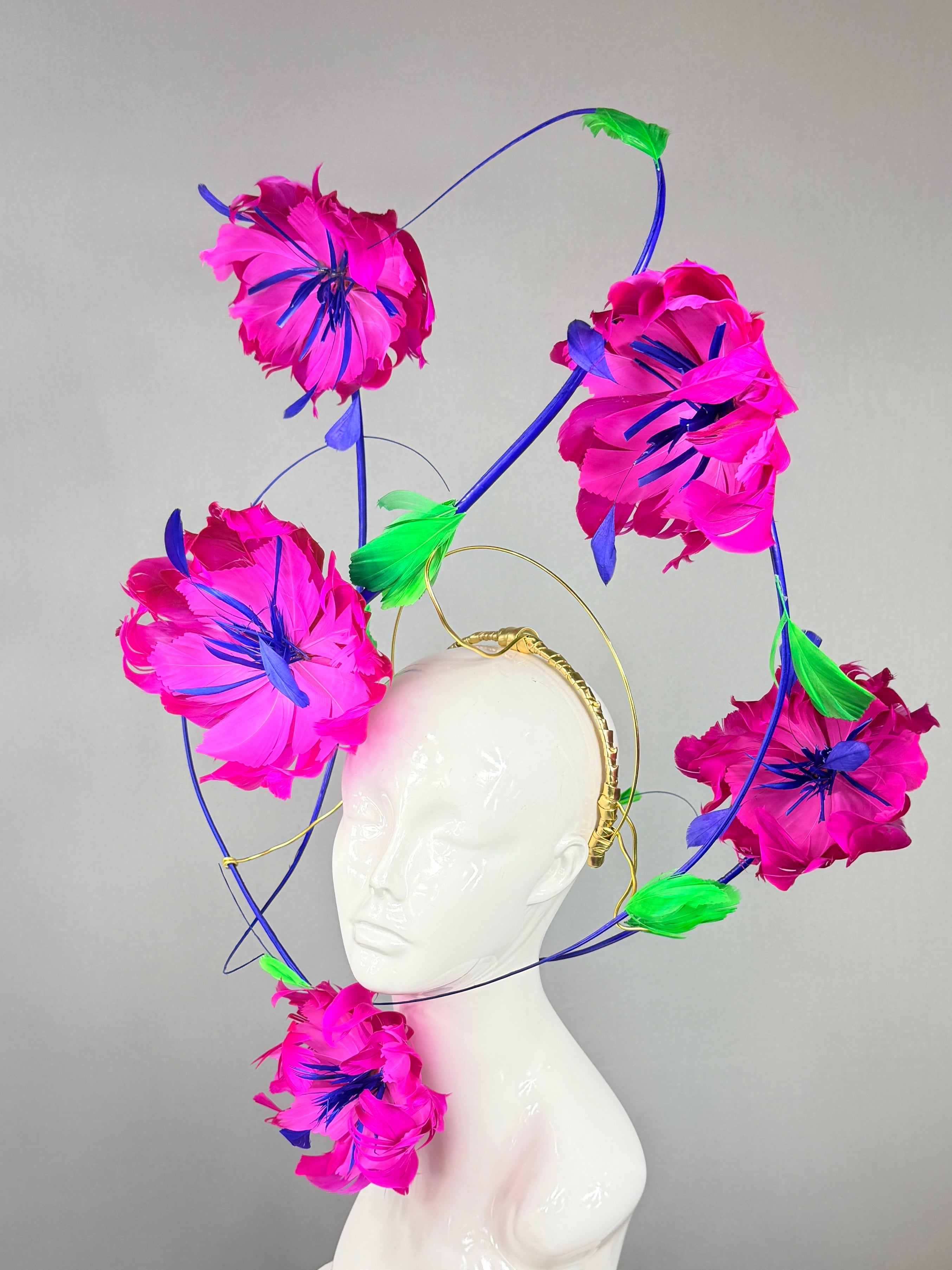 Kentucky Derby Fascinator Hat | Pink, Blue & Green Headband Hat | Derbyologie