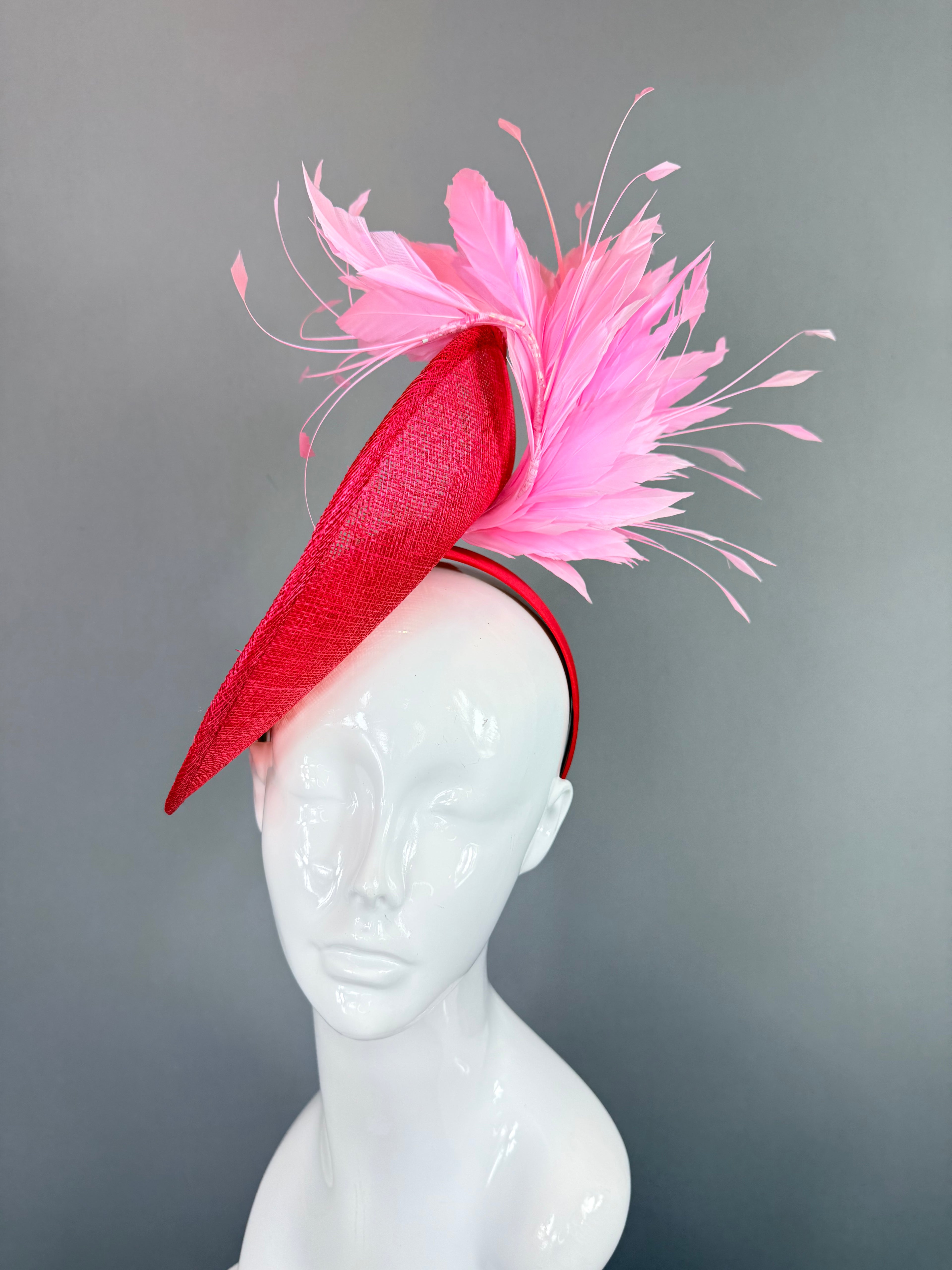 Kentucky Derby Fascinator Hat | Red and Pink Headpiece | Derbyologie