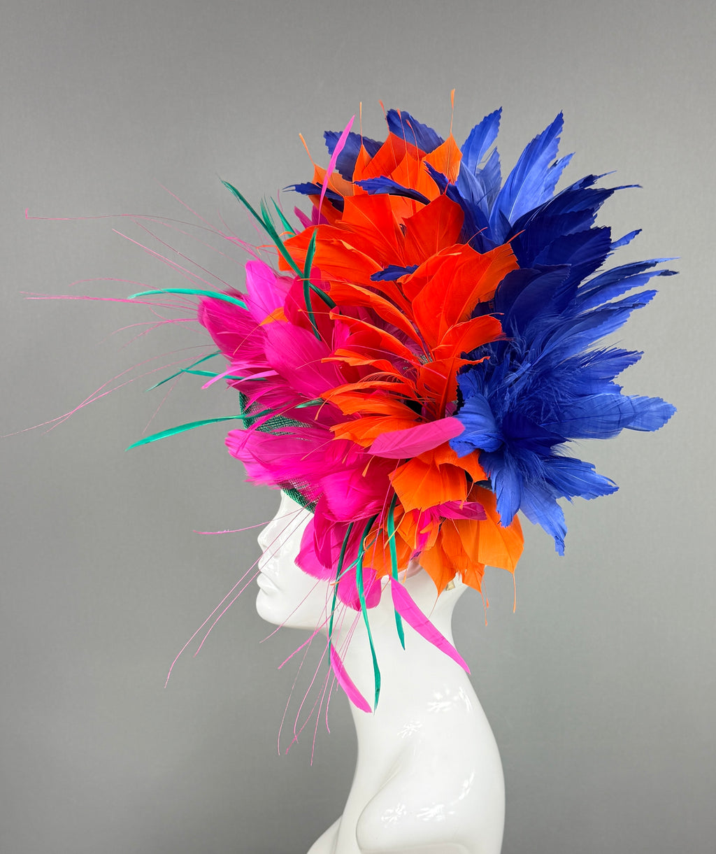 Kentucky Derby Fascinator Hat |Navy, Orange, Pink, and Green Headpiece | Derbyologie