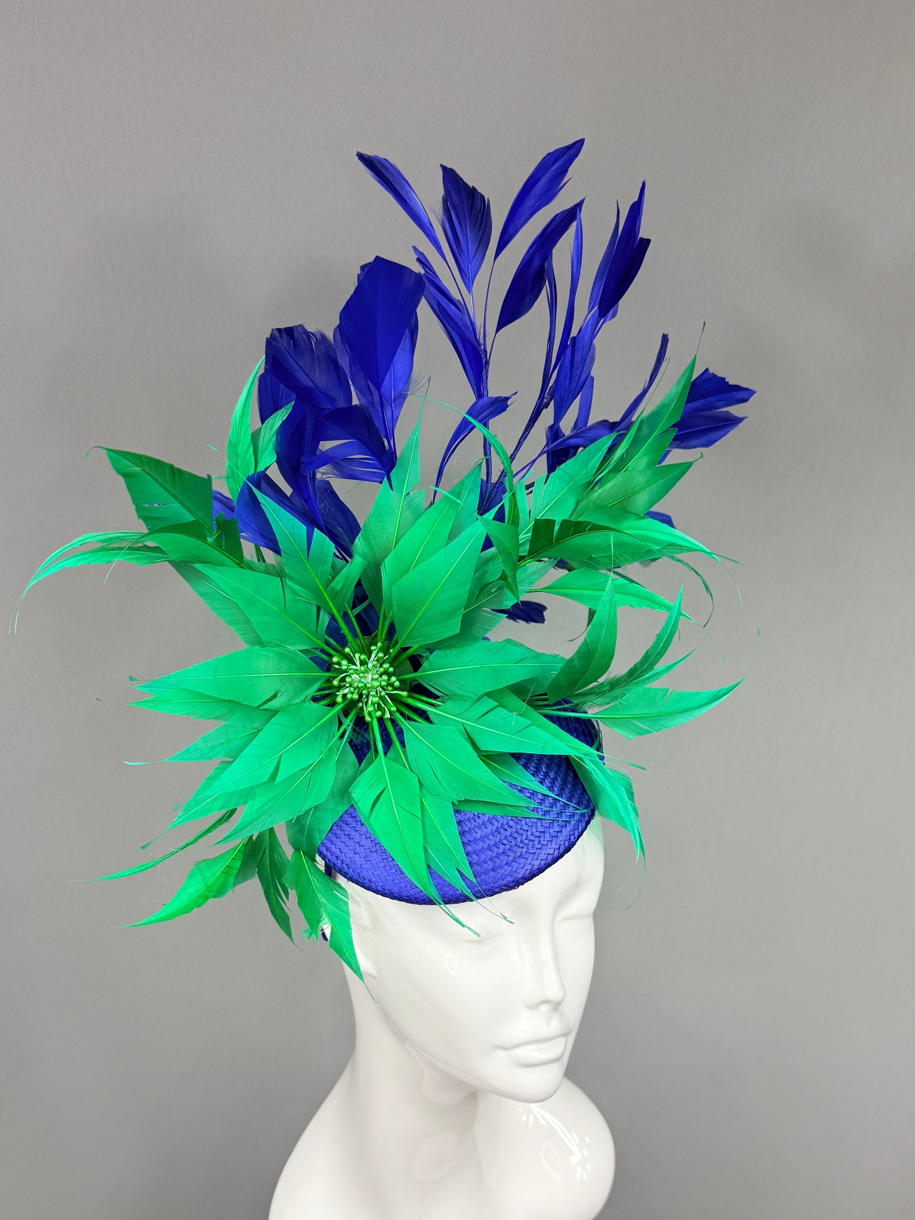 Kentucky Derby Fascinator Hat | Green and blue Headband Hat | Derbyologie