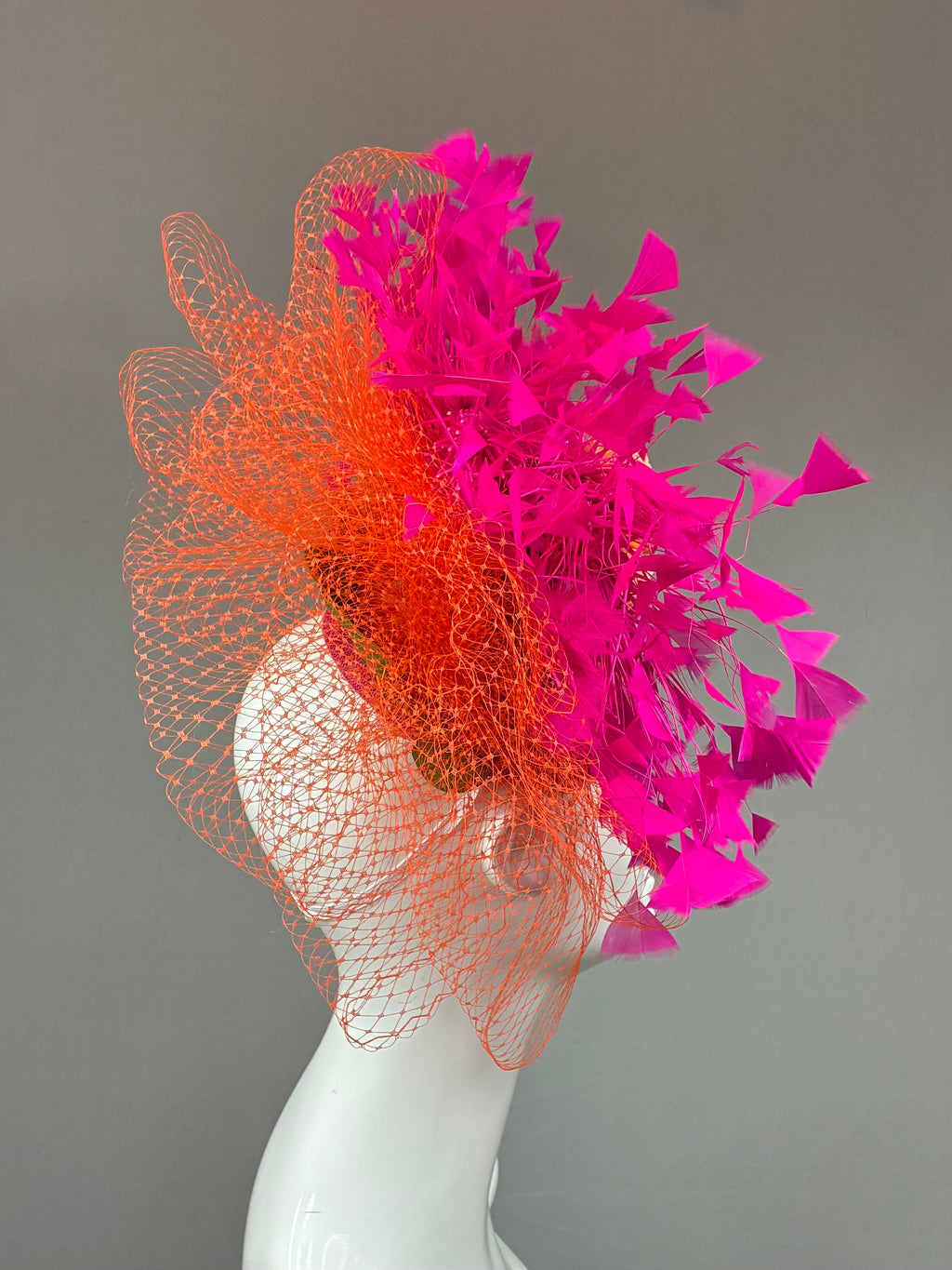 Kentucky Derby Fascinator Hat | Orange, pink, and green Hat | Derbyologie