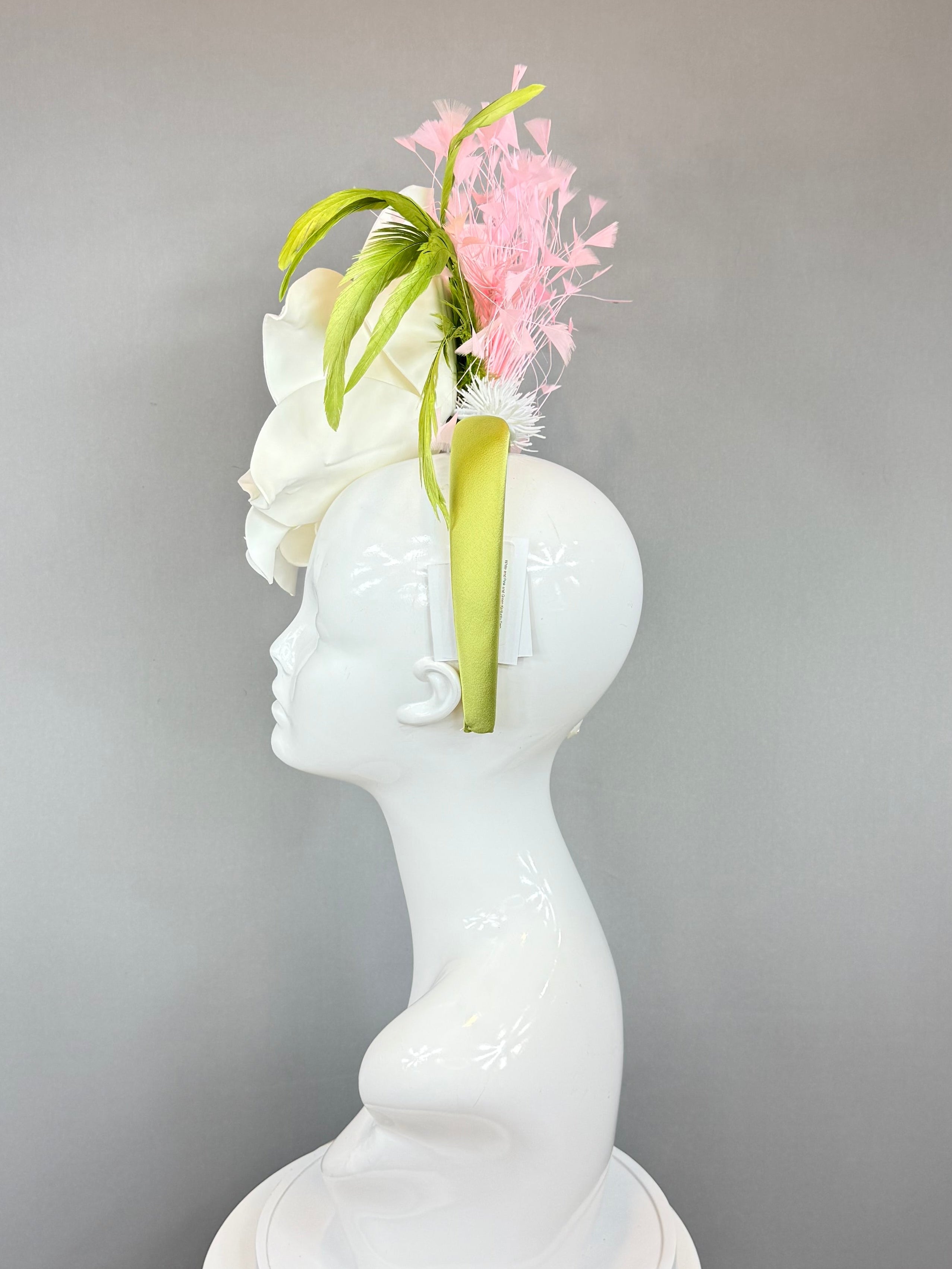 Kentucky Derby Fascinator Hat | White and Pink Flower Hat | Derbyologie