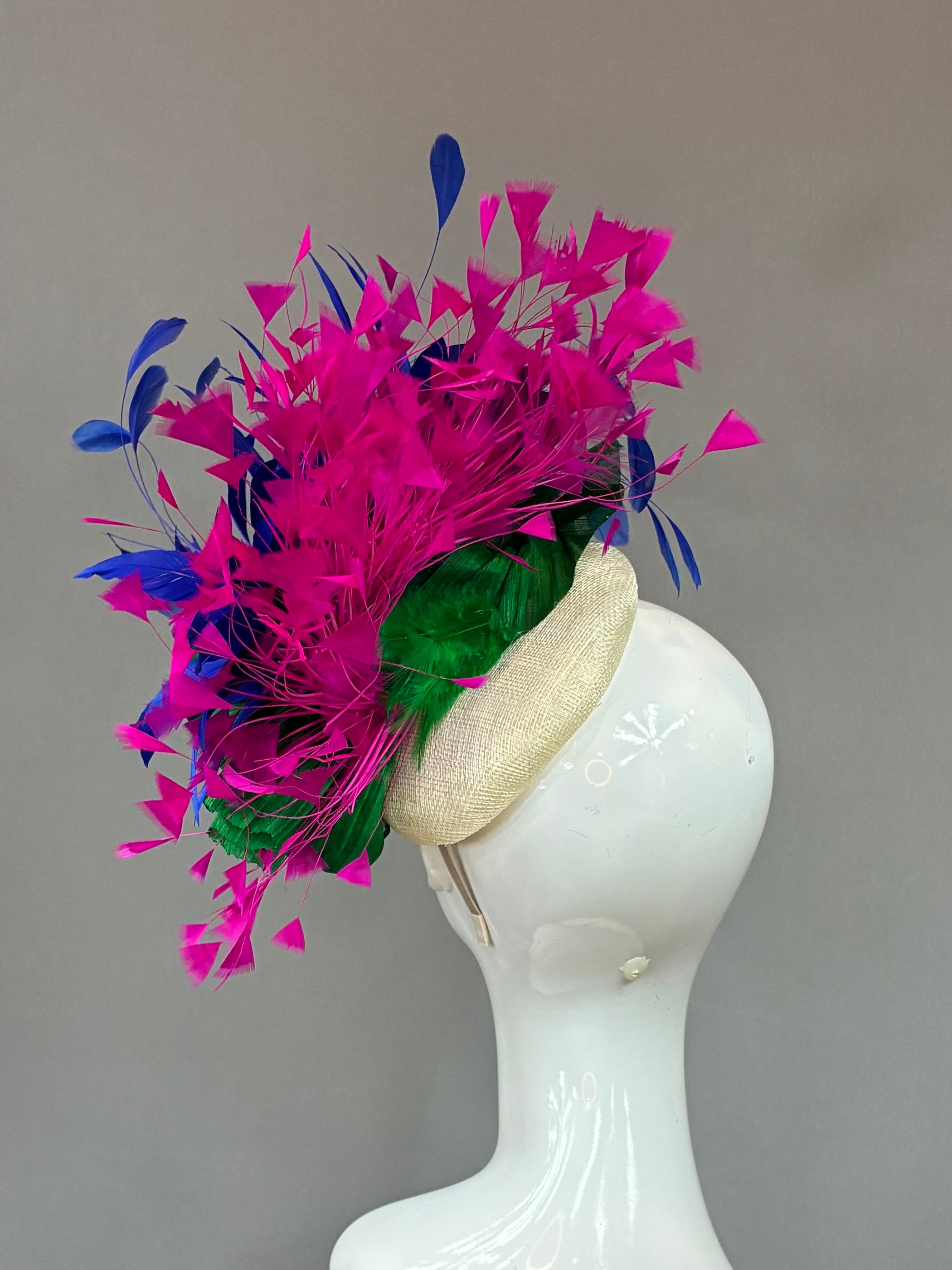 Kentucky Derby Fascinator Hat | fuchsia, blue, and green Headband Hat | Derbyologie