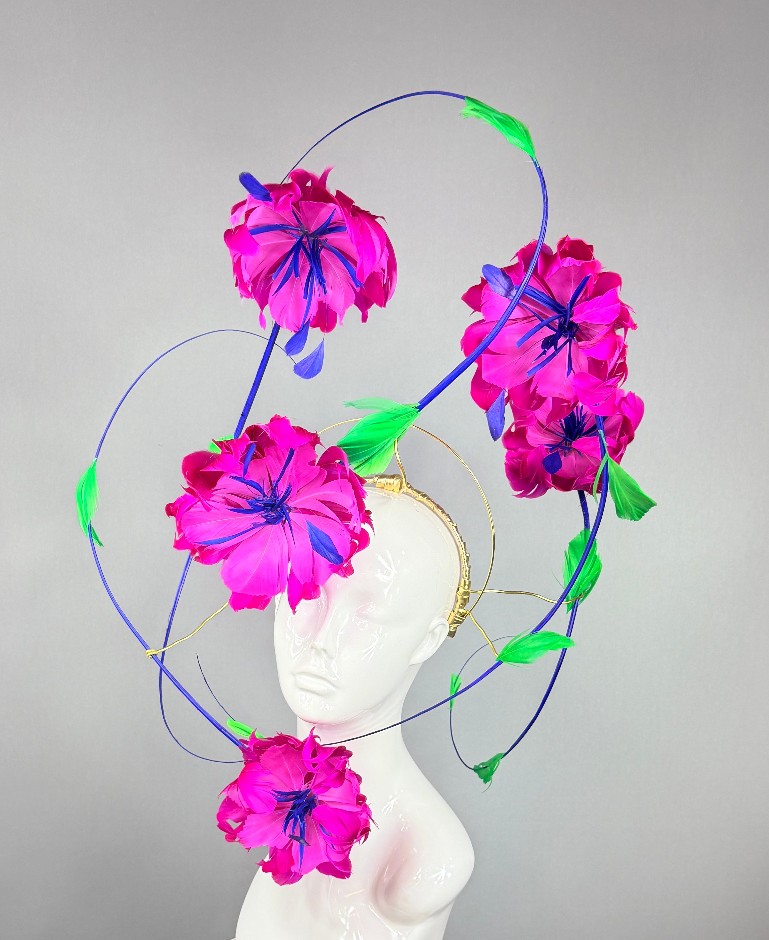 Kentucky Derby Fascinator Hat | Pink, Blue & Green Headband Hat | Derbyologie
