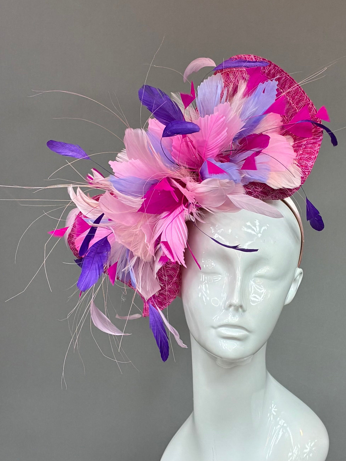 Kentucky Derby Fascinator Hat |pink and purple feather Headband Hat | Derbyologie
