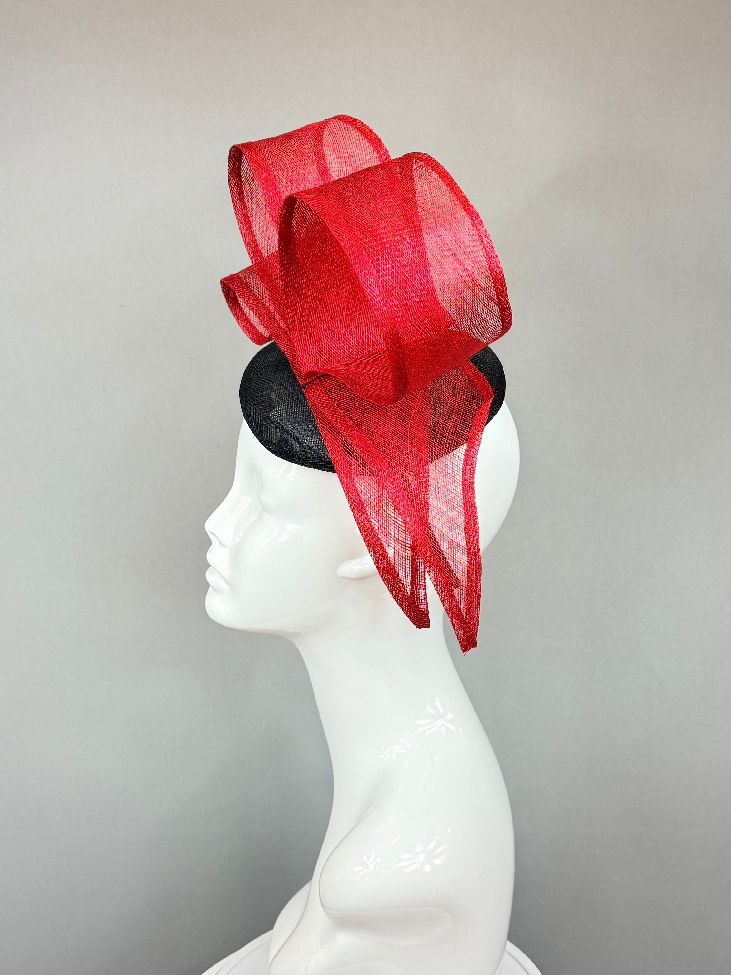 Kentucky Derby Fascinator Hat |  Red and Black Hat | Derbyologie
