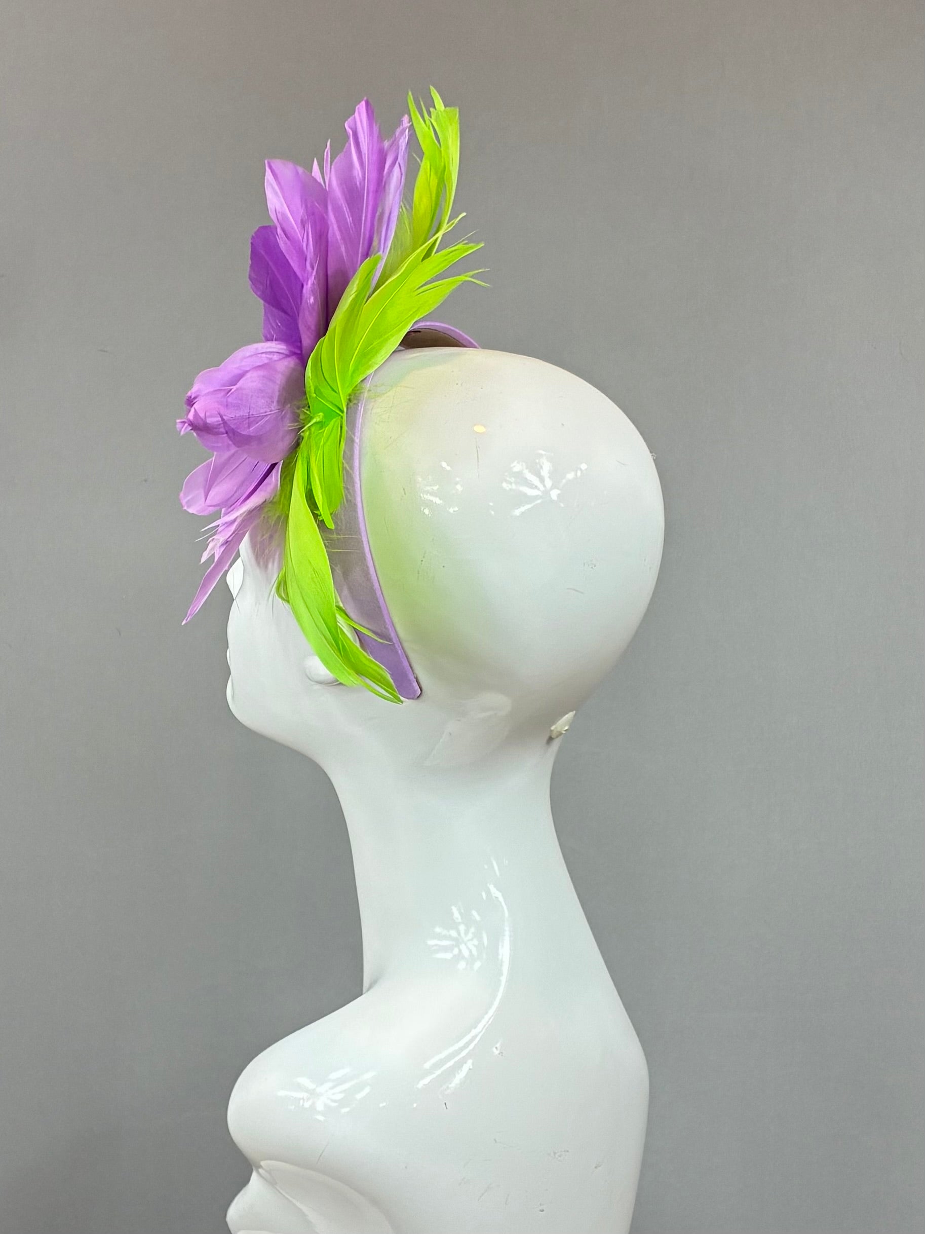 Kentucky Derby Fascinator Hat | Purple and green feathered Headband Hat | Derbyologie