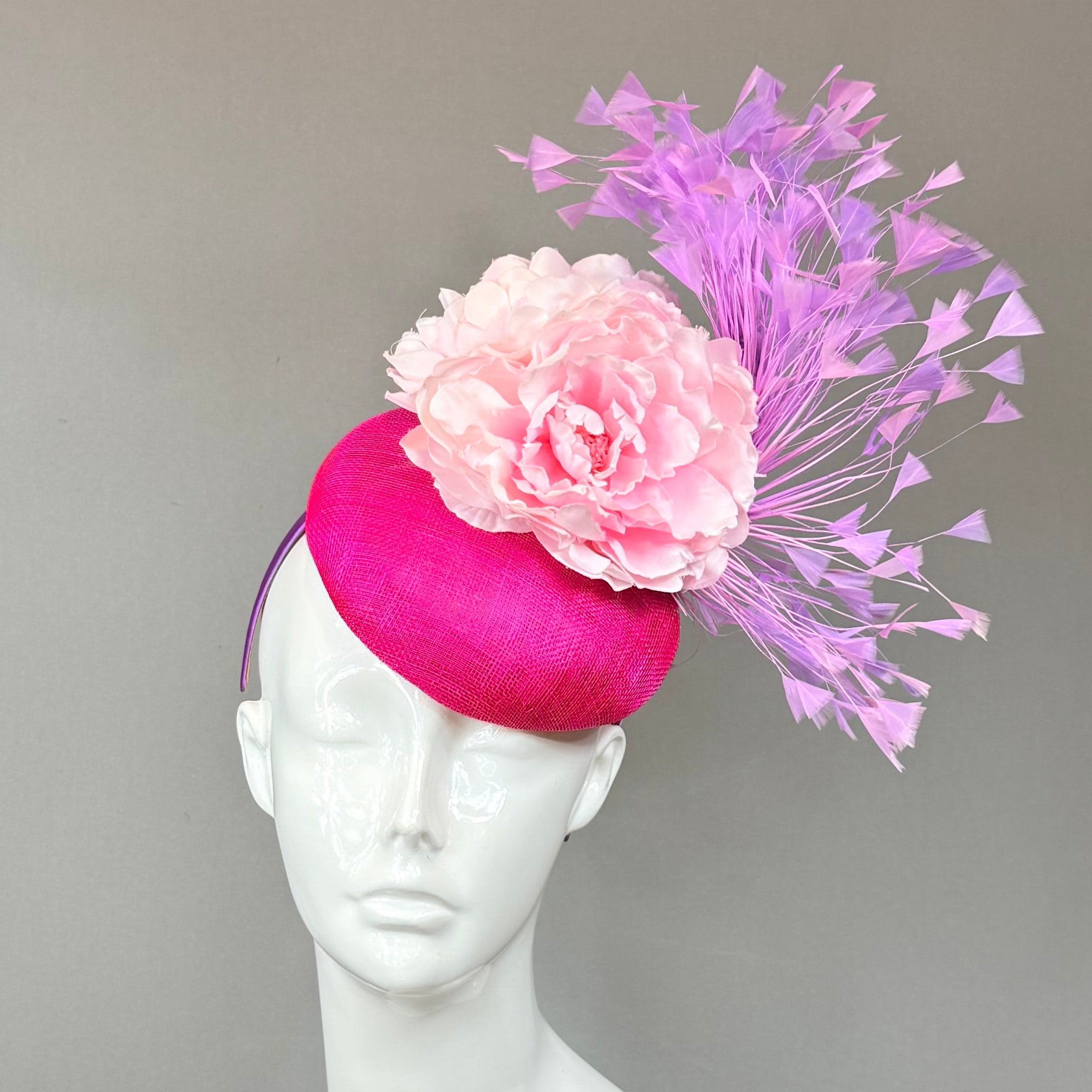 Kentucky Derby Fascinator Hat |pink and purple feather Headband Hat | Derbyologie