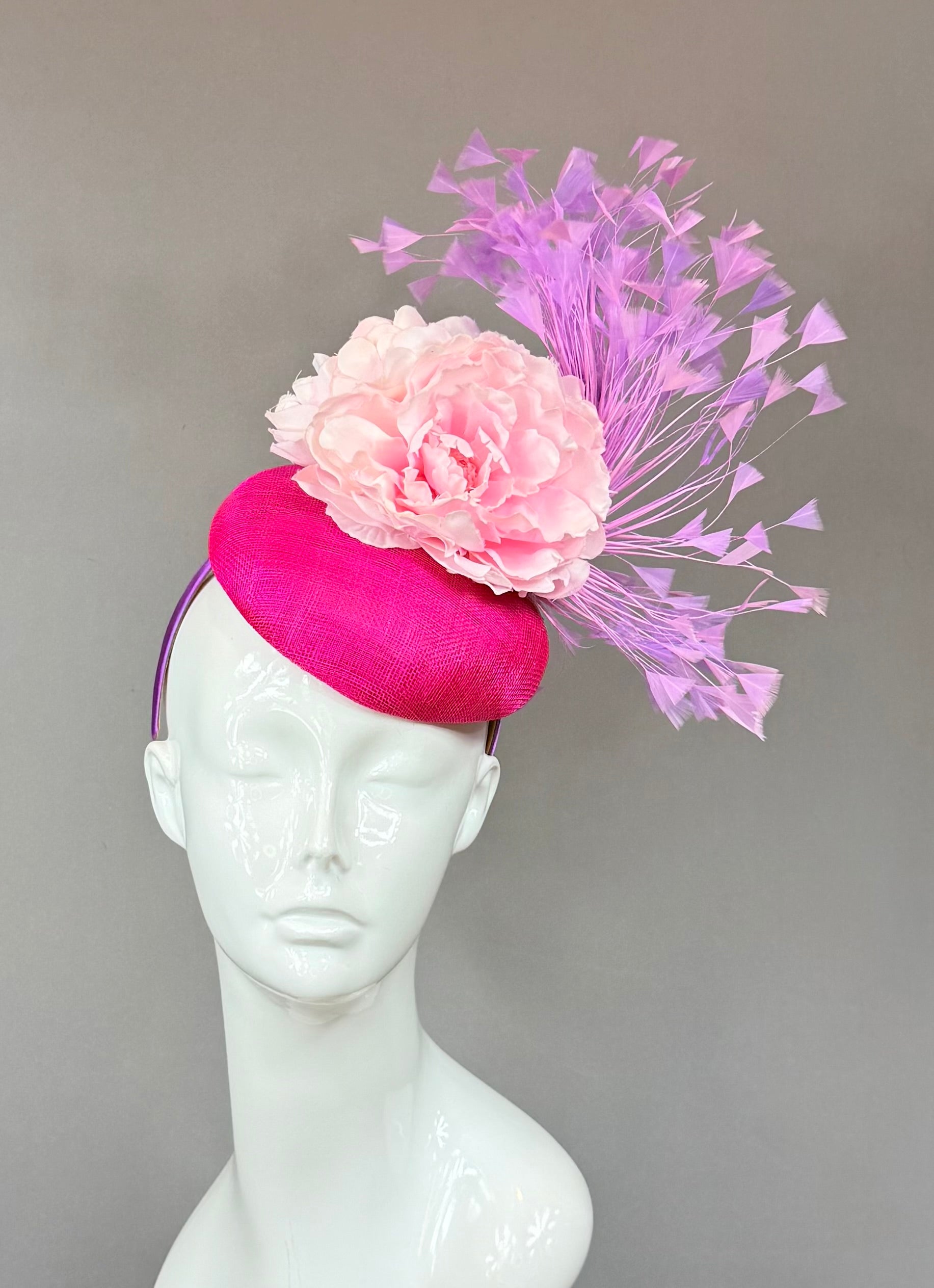 Kentucky Derby Fascinator Hat |pink and purple feather Headband Hat | Derbyologie