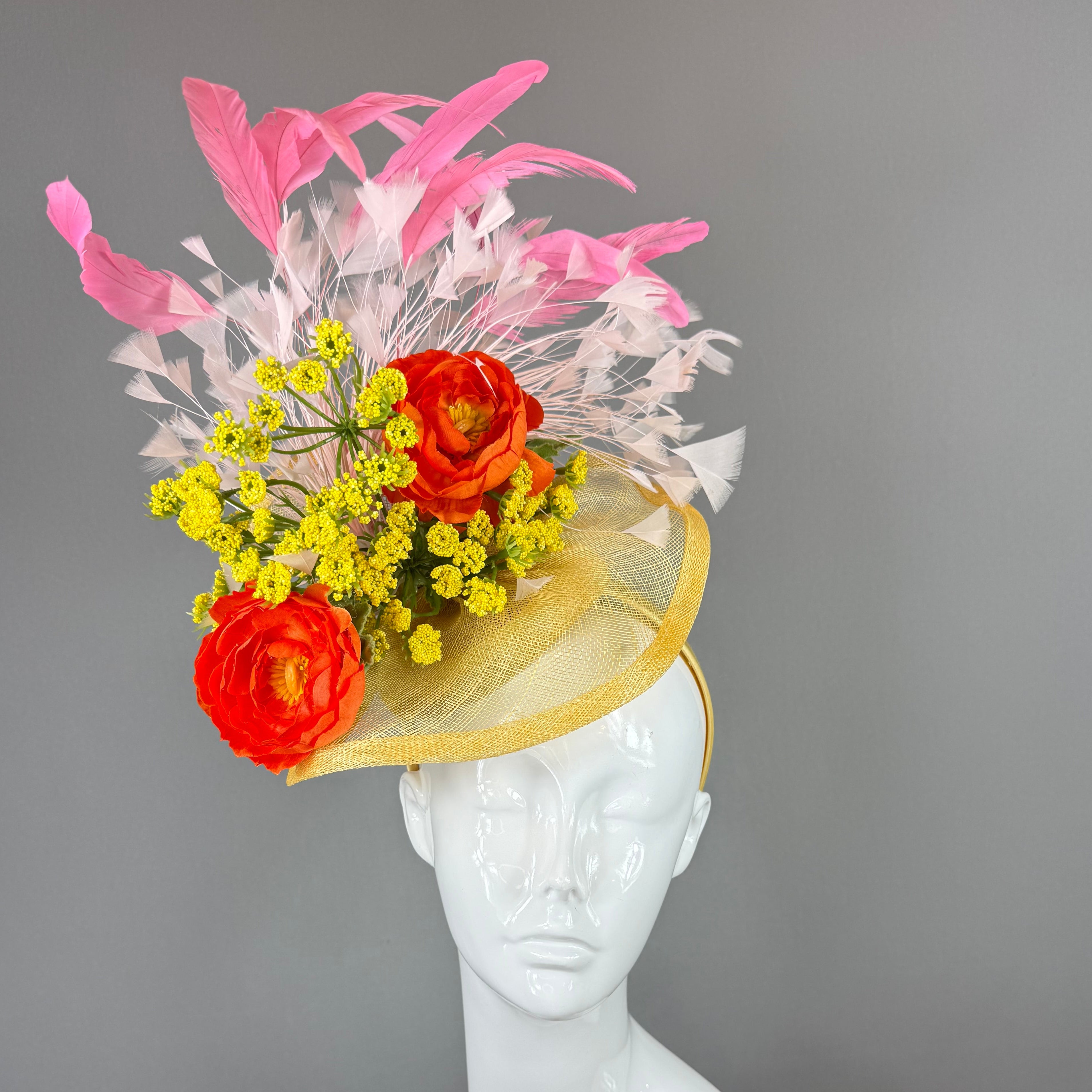Kentucky Derby Fascinator Hat | Red, Yellow, White, Pink, and Orange Headpiece | Derbyologie