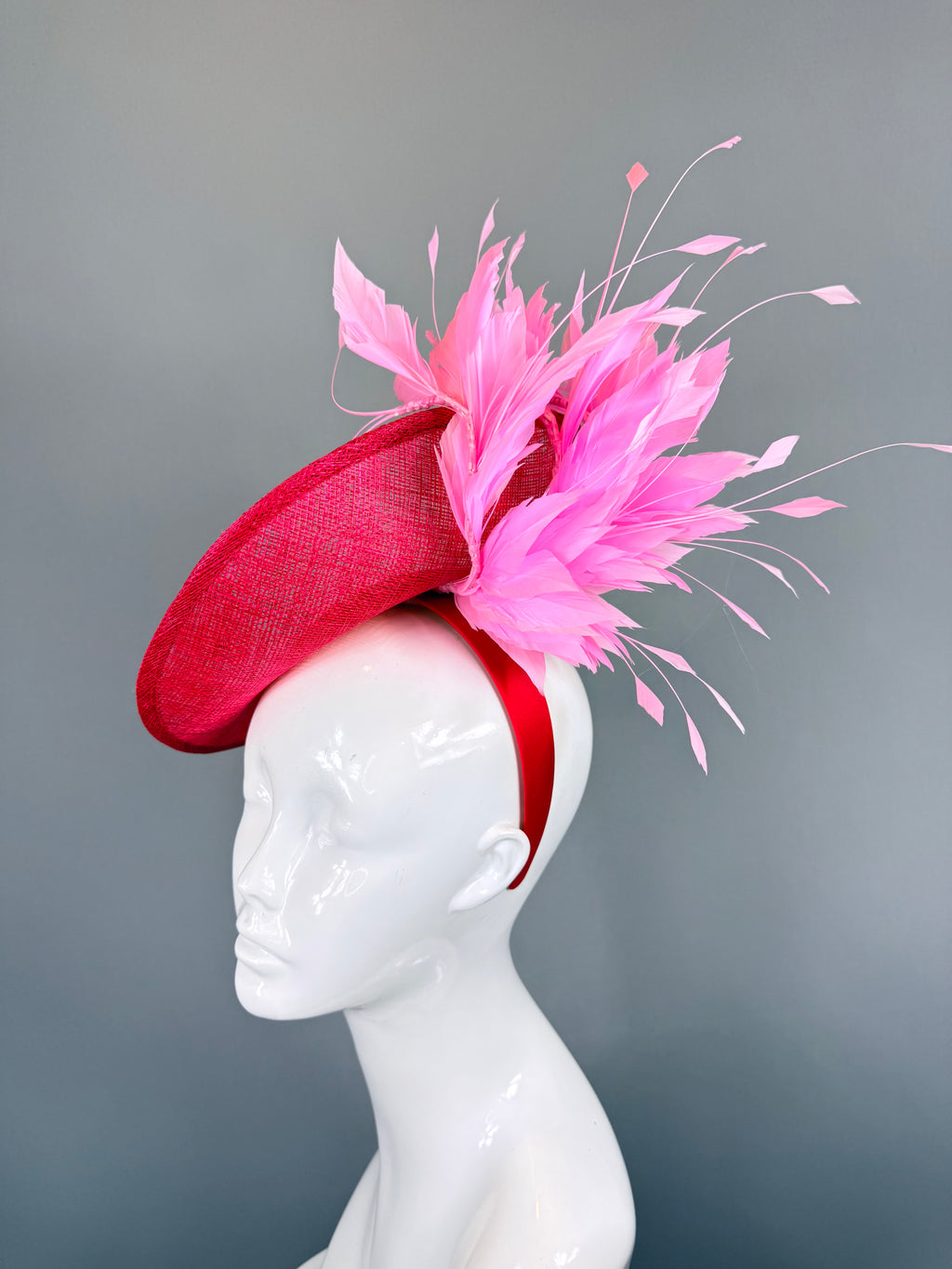 Kentucky Derby Fascinator Hat | Red and Pink Headpiece | Derbyologie