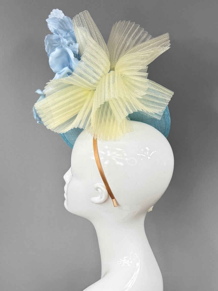 Kentucky Derby Fascinator Hat |Oversized blue silk peony Headpiece | Derbyologie