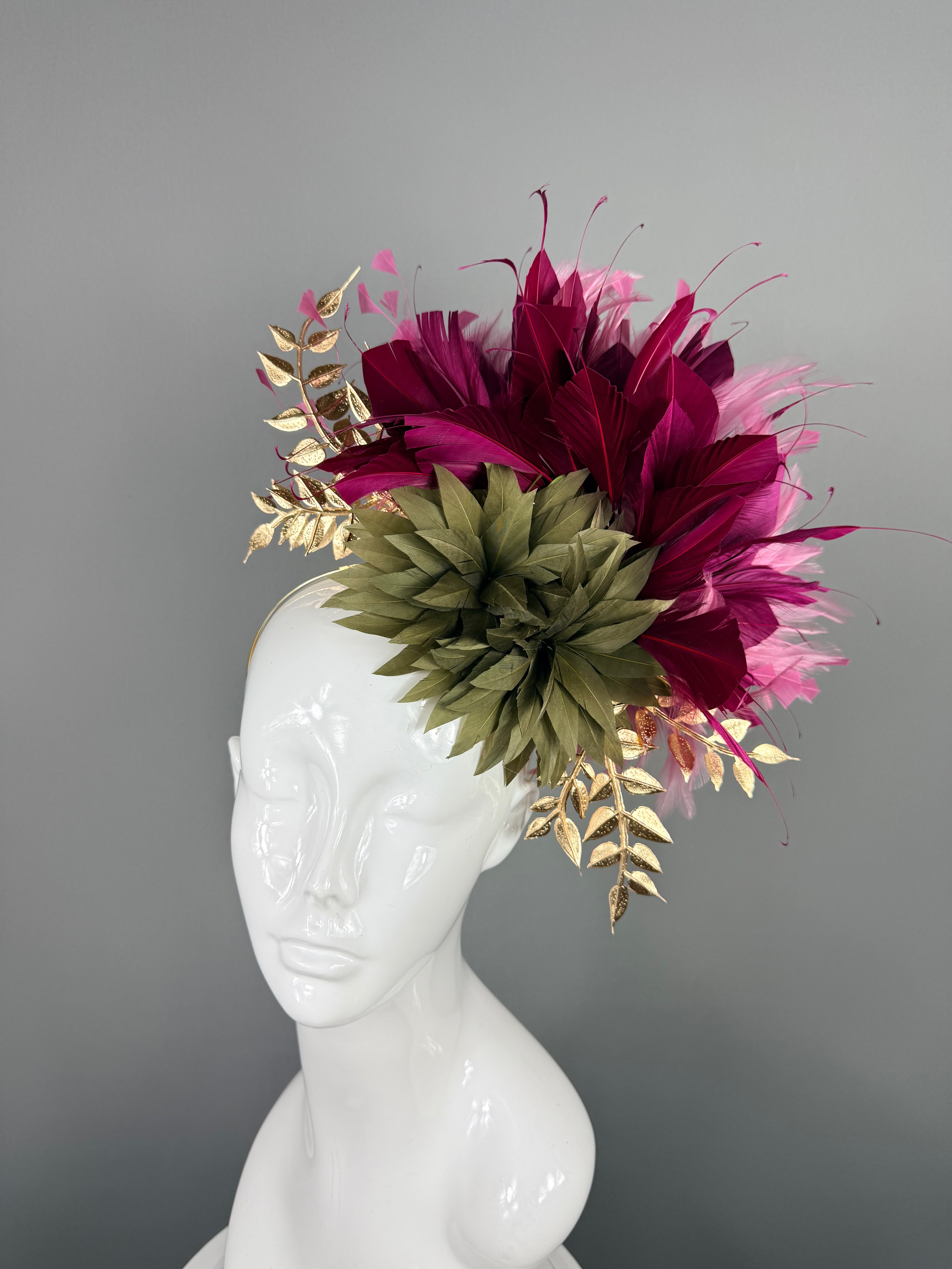 Kentucky Derby Fascinator Hat | Pink, Mauve, Green and Gold | Derbyologie