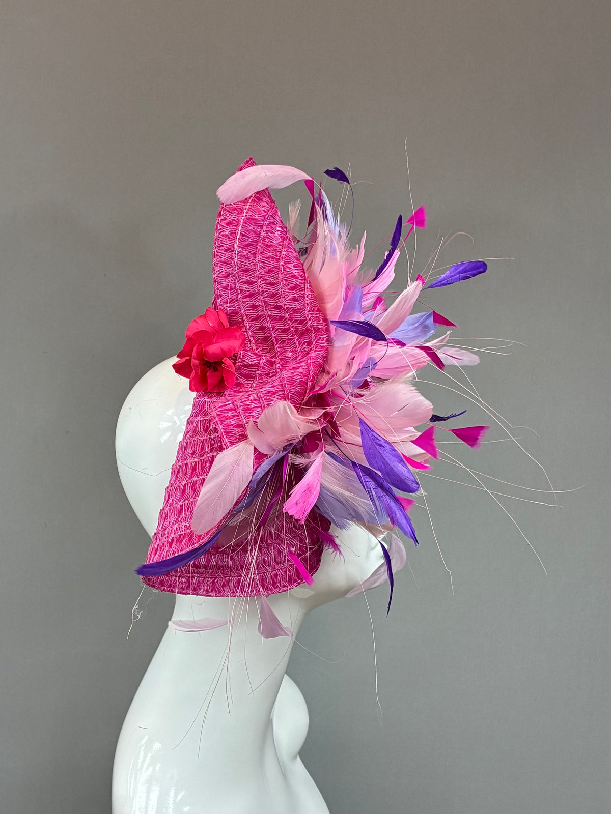 Kentucky Derby Fascinator Hat |pink and purple feather Headband Hat | Derbyologie