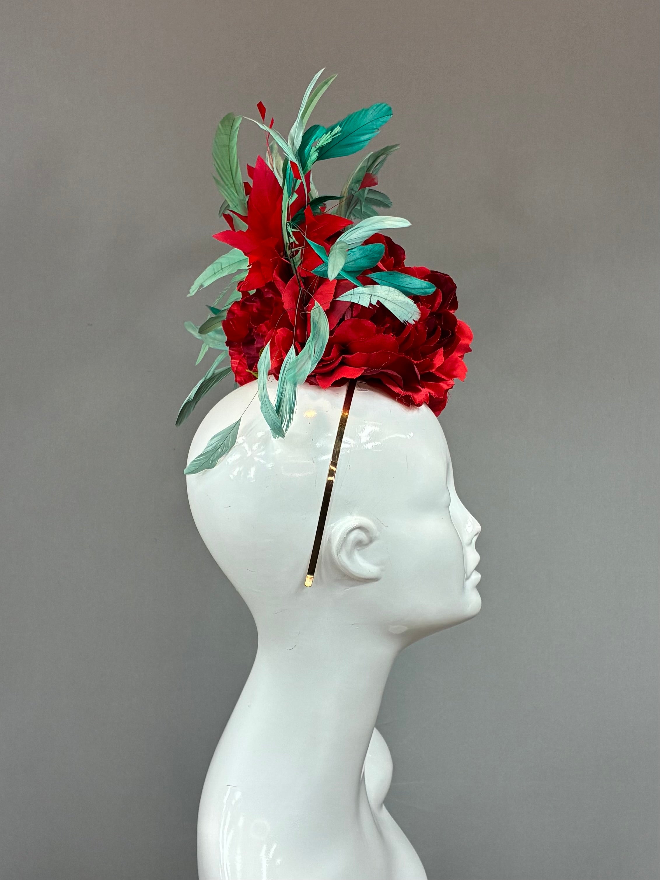 Kentucky Derby Fascinator Hat | Mint and red Headband Hat | Derbyologie