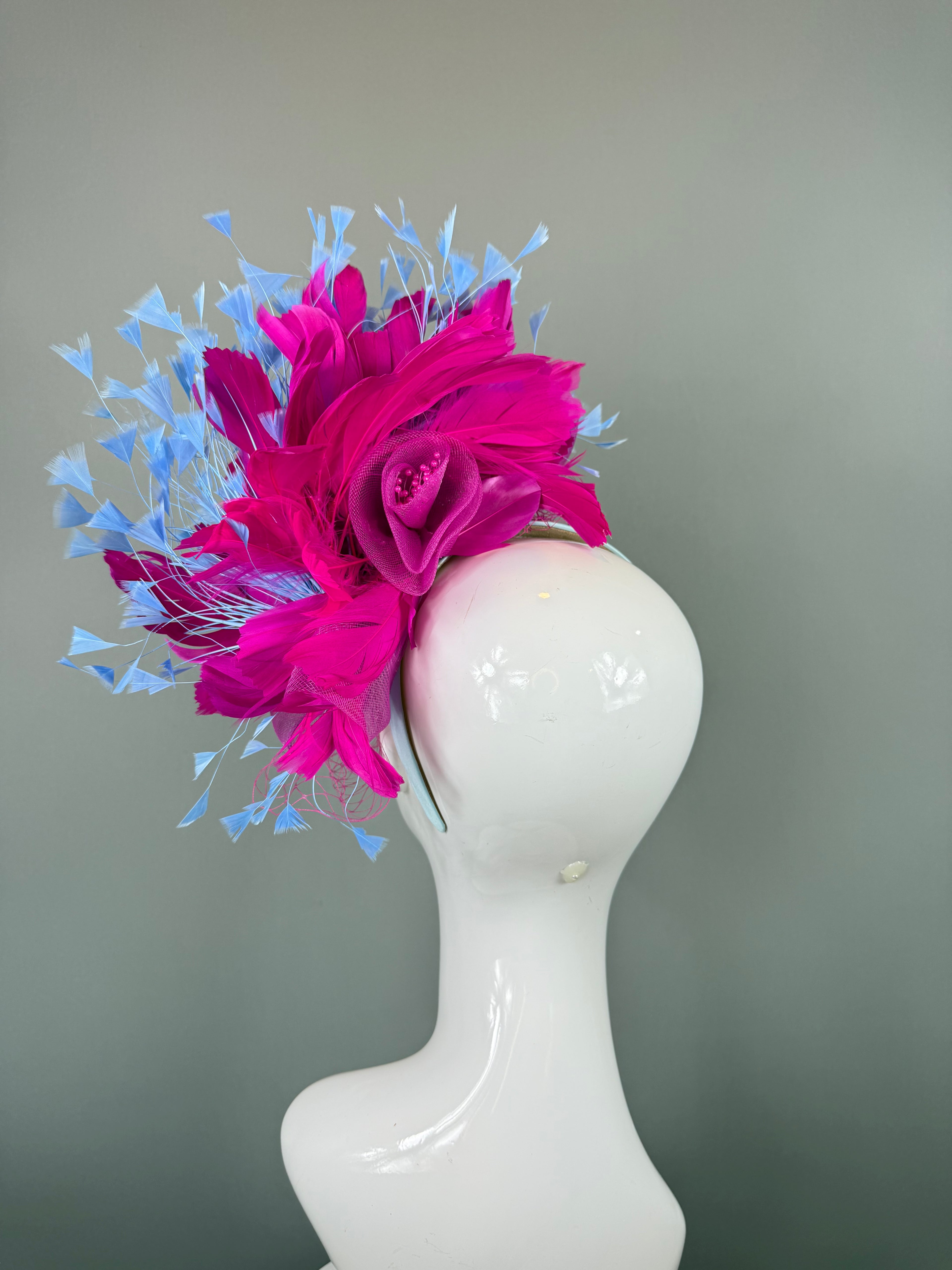 Pink and Blue Derby Fascinator, Kentucky Derby Hat Alternative, Kentucky derby hat (GOLD LINE)