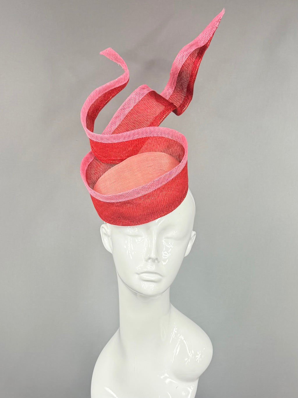 Kentucky Derby Fascinator Hat | Red and pink sinamay Fascinator Hat | Derbyologie