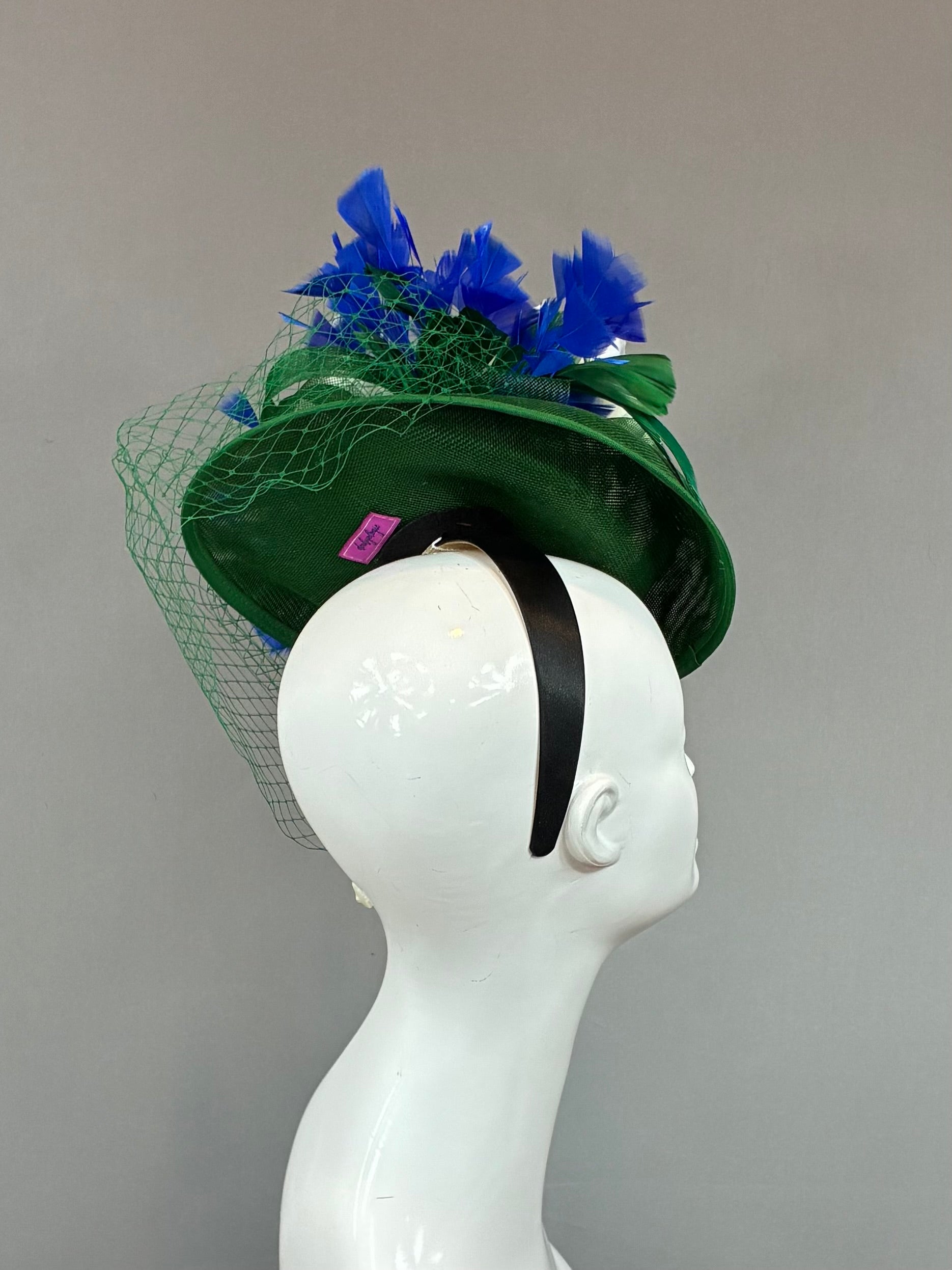 Kentucky Derby Fascinator Hat |Blue, green, and white Headband Hat | Derbyologie