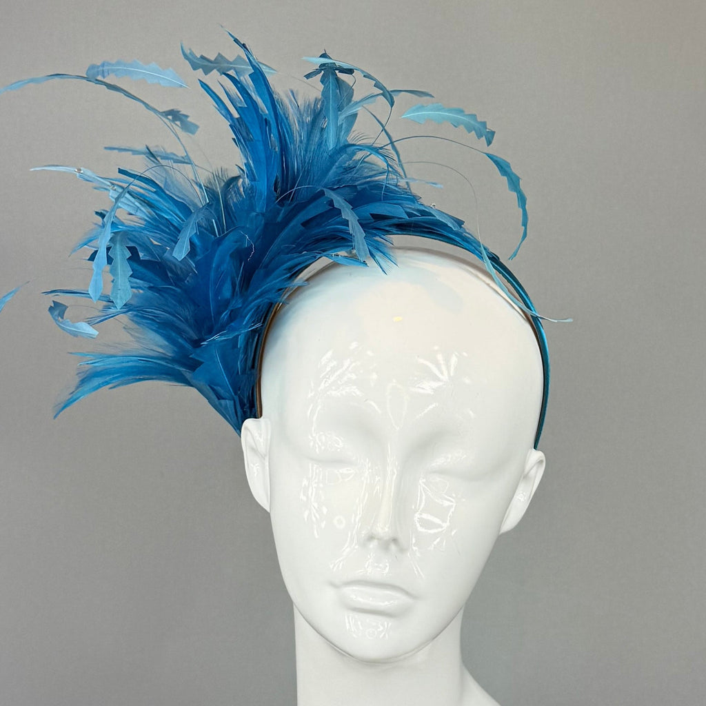 Kentucky Derby Fascinator Hat | Teal Blue Feather Headband | Derbyologie