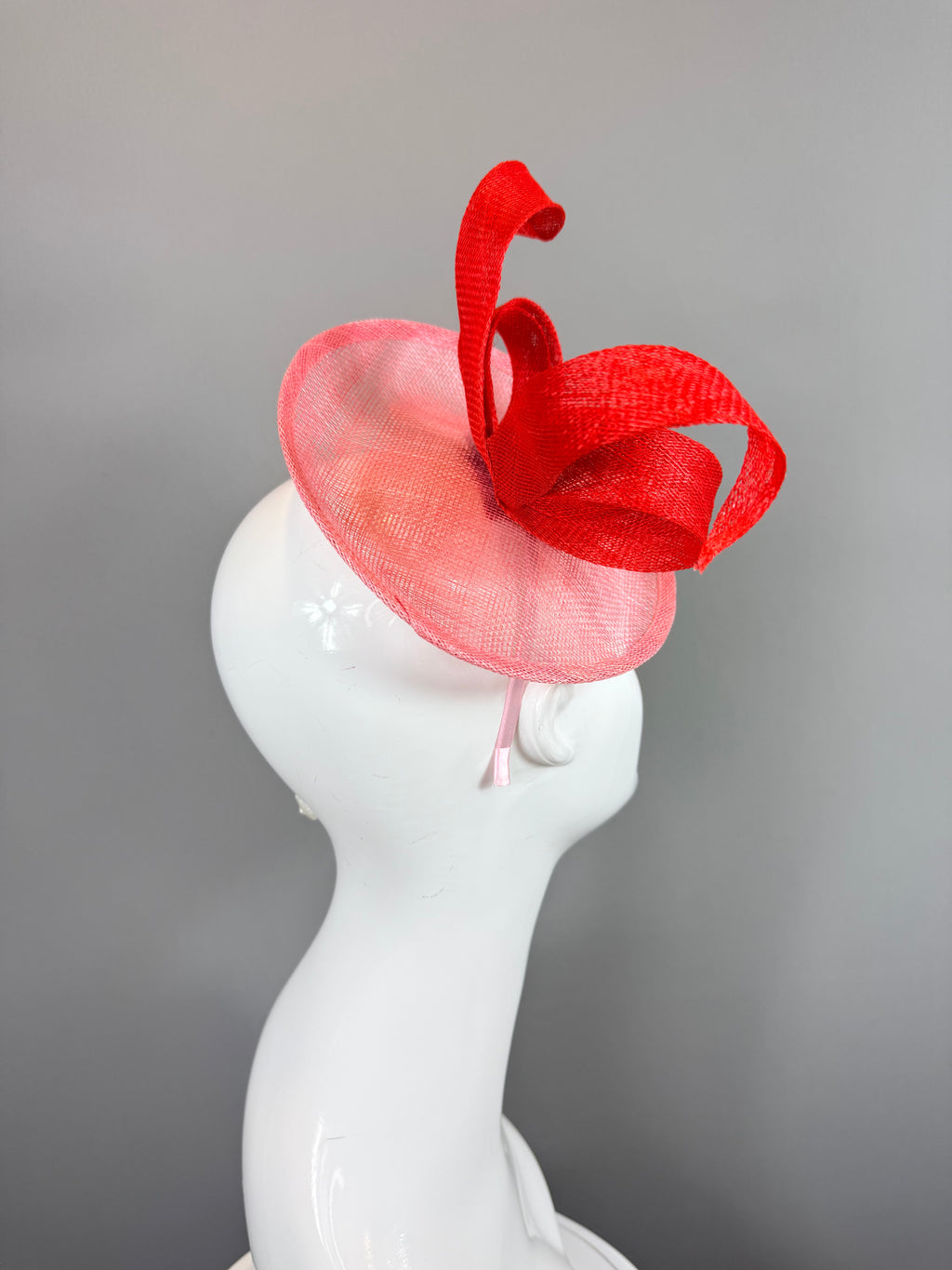 Kentucky Derby Fascinator Hat | Pink and Red Bow Headpiece | Derbyologie