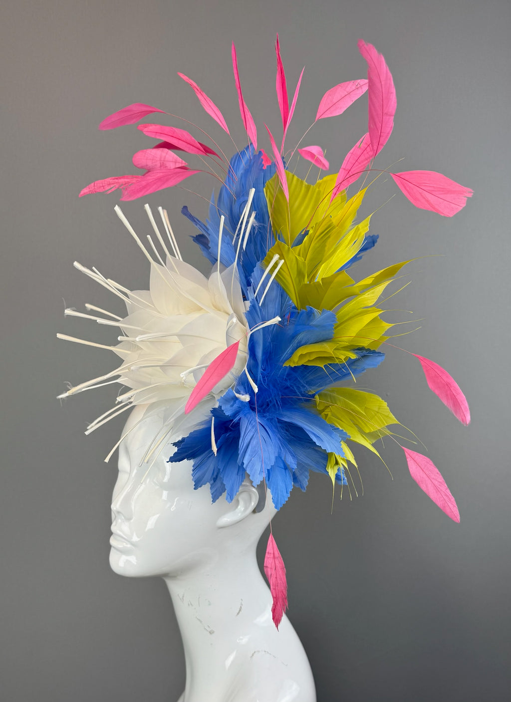 White, Blue and Green Kentucky Derby fascinator, Derby Hat Alternative