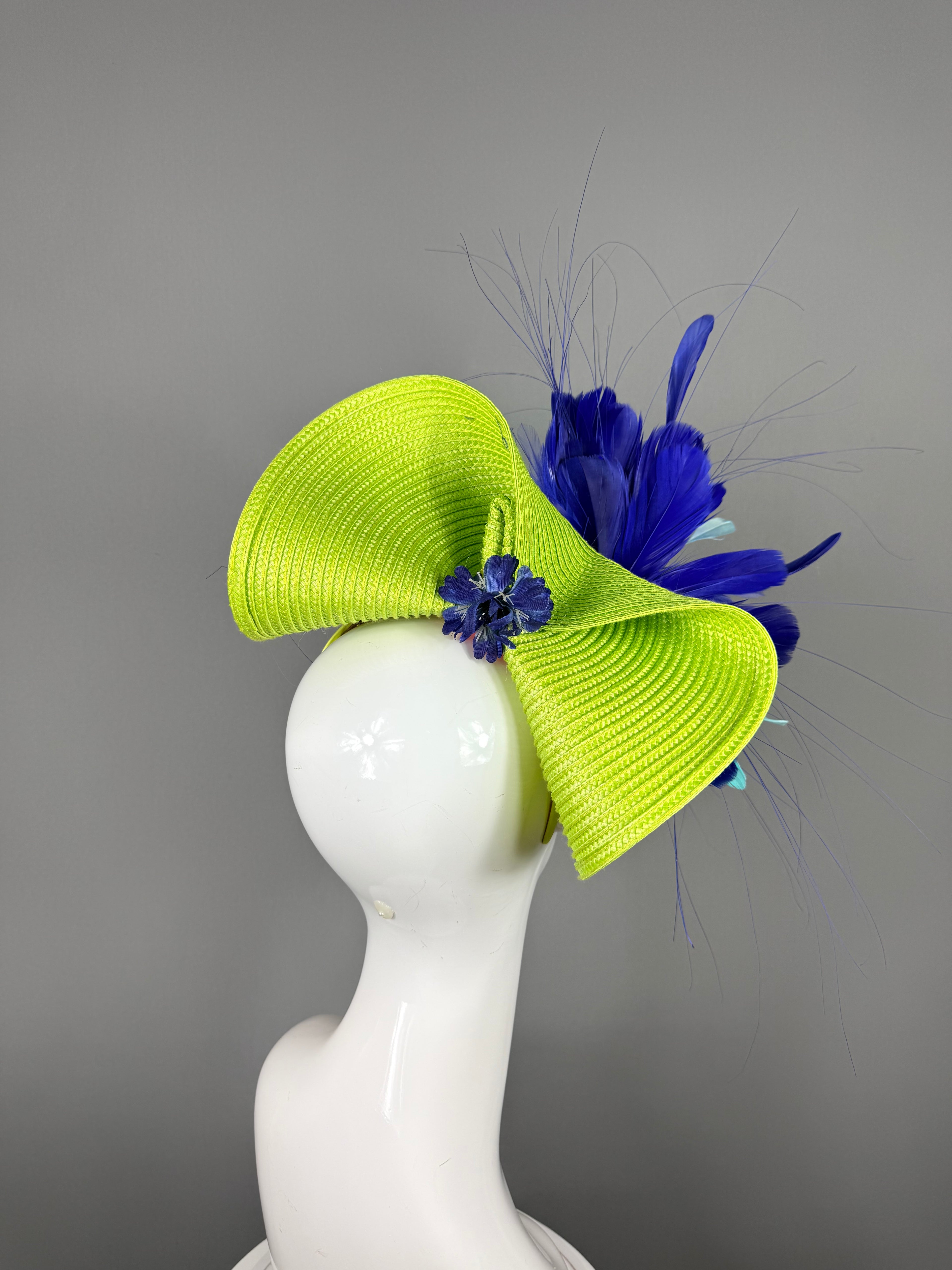 Kentucky Derby Fascinator Hat | Blue, Turquoise and Green Headpiece | Derbyologie