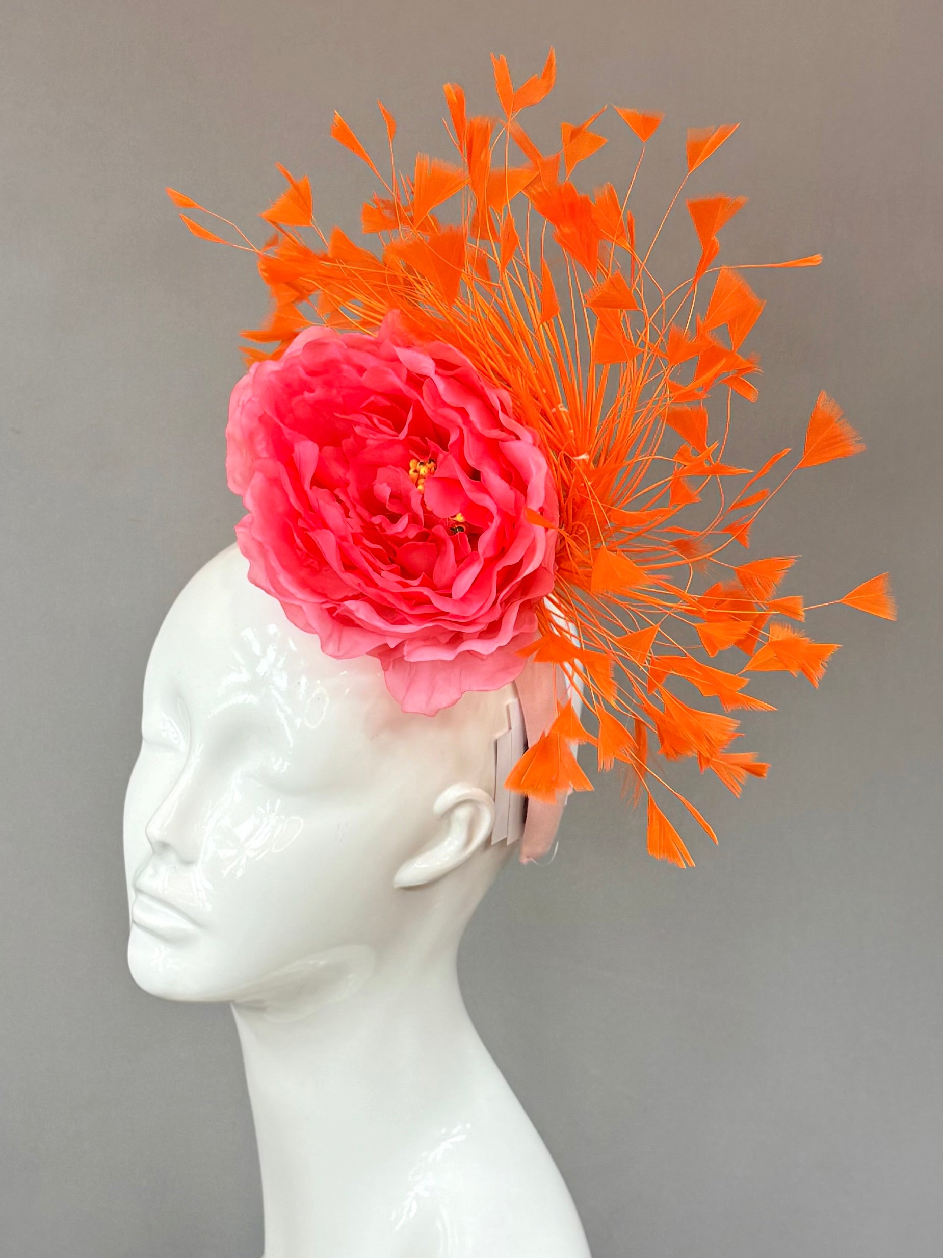 Kentucky Derby Fascinator Hat | Pink and Orange Flower Hat | Derbyologie