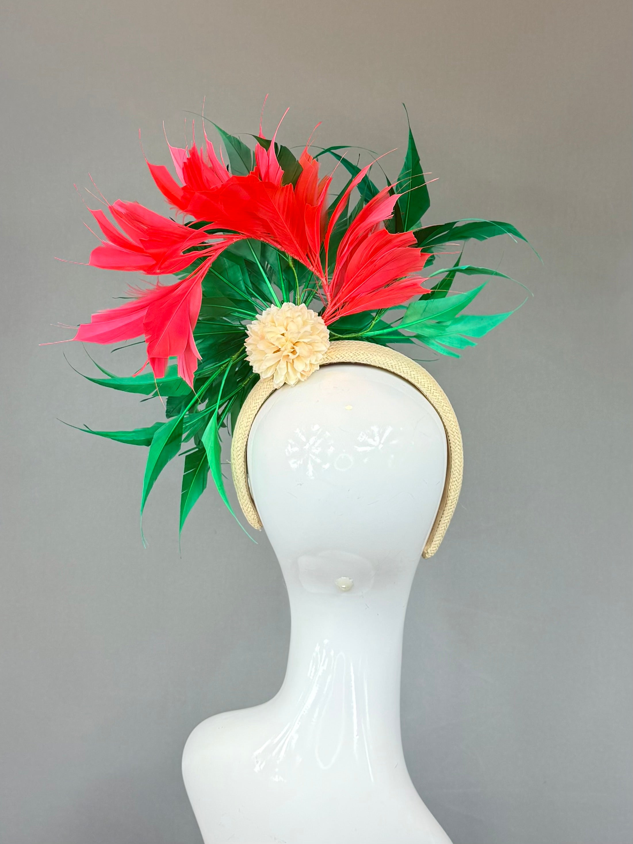 Kentucky Derby Fascinator Hat | Coral & Green Headpiece | Derbyologie