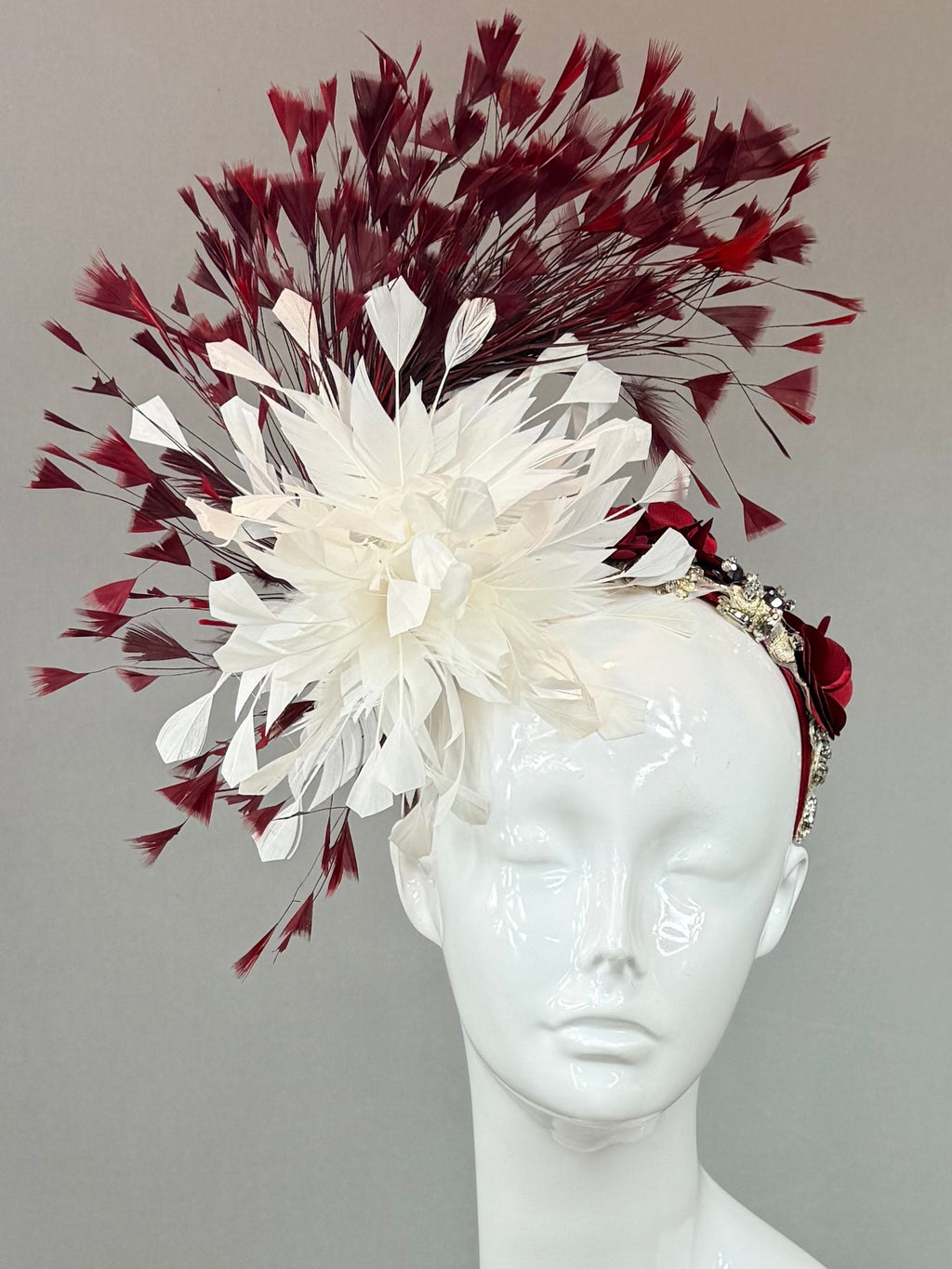Burgundy and Red Derby Fascinator, Kentucky Derby Hat Alternative, Kentucky derby hat (SILVER LINE, multiple color options available)